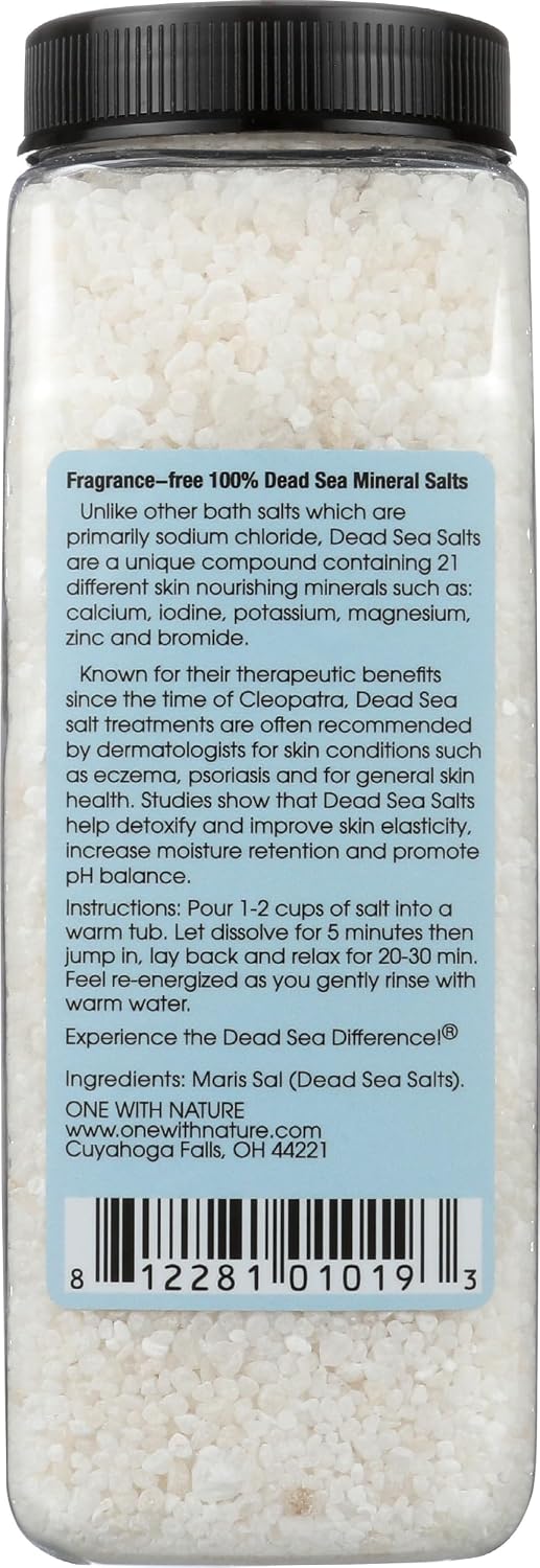 One With Nature, Bath Salts Dead Sea Fragrance Free, 32 Ounce
