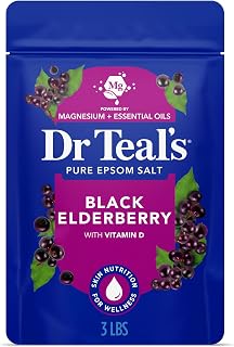 Dr Teal's Epsom Salt Magnesium Soak, Black Elderberry with Vitamin D, 3 lbs