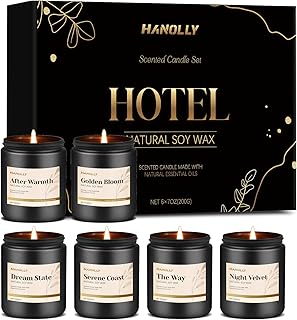 Hotel Scented Candles Set, 6 Pack Candles for Home Scented, Luxury Aromatherapy Jar Candle Gifts for Men & Women, Natural Soy Wax Long Lasting Candle Kit for Fathers Day, Birthday, Anniversary