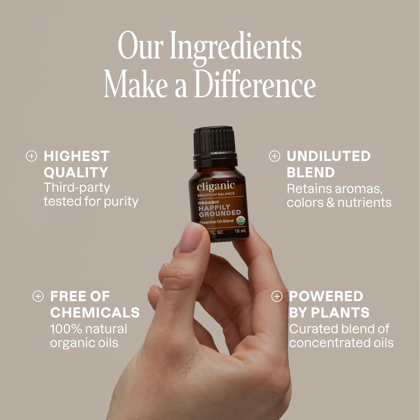 Cliganic Organic Essential Oils Blend - Happily Grounded - Breath of Balance (Packaging May Vary)