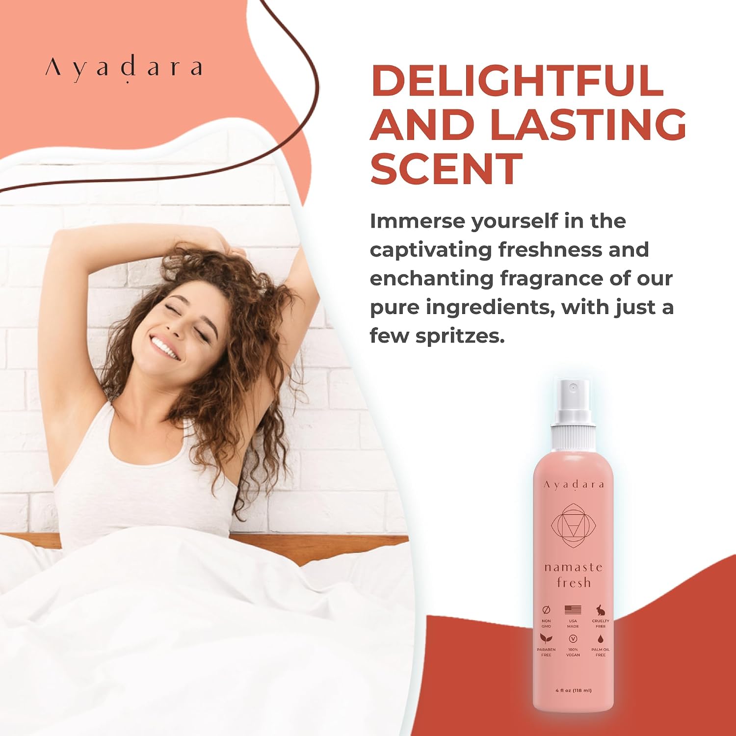 Ayadara Namaste Bed & Linen Mist - Lavender Pillow Spray for Calm Sleep, 2000+ Uses