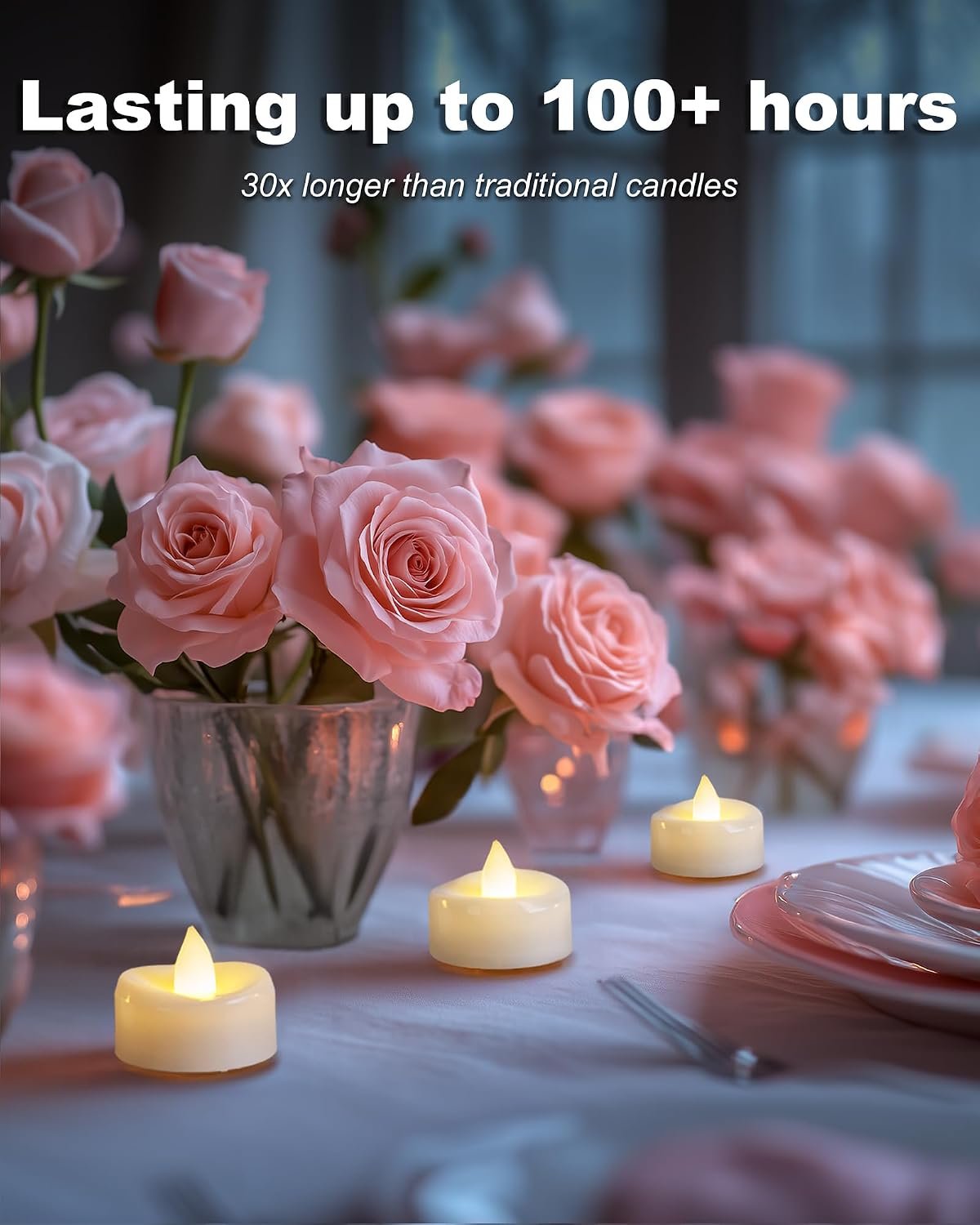 5plots Flameless Candles, 24Pcs Tea Lights Candles Battery Operated, Flameless Tealight Candles No Flickering, Electric Tea Lights Votive Candles - White - 1.5" x 1.25"