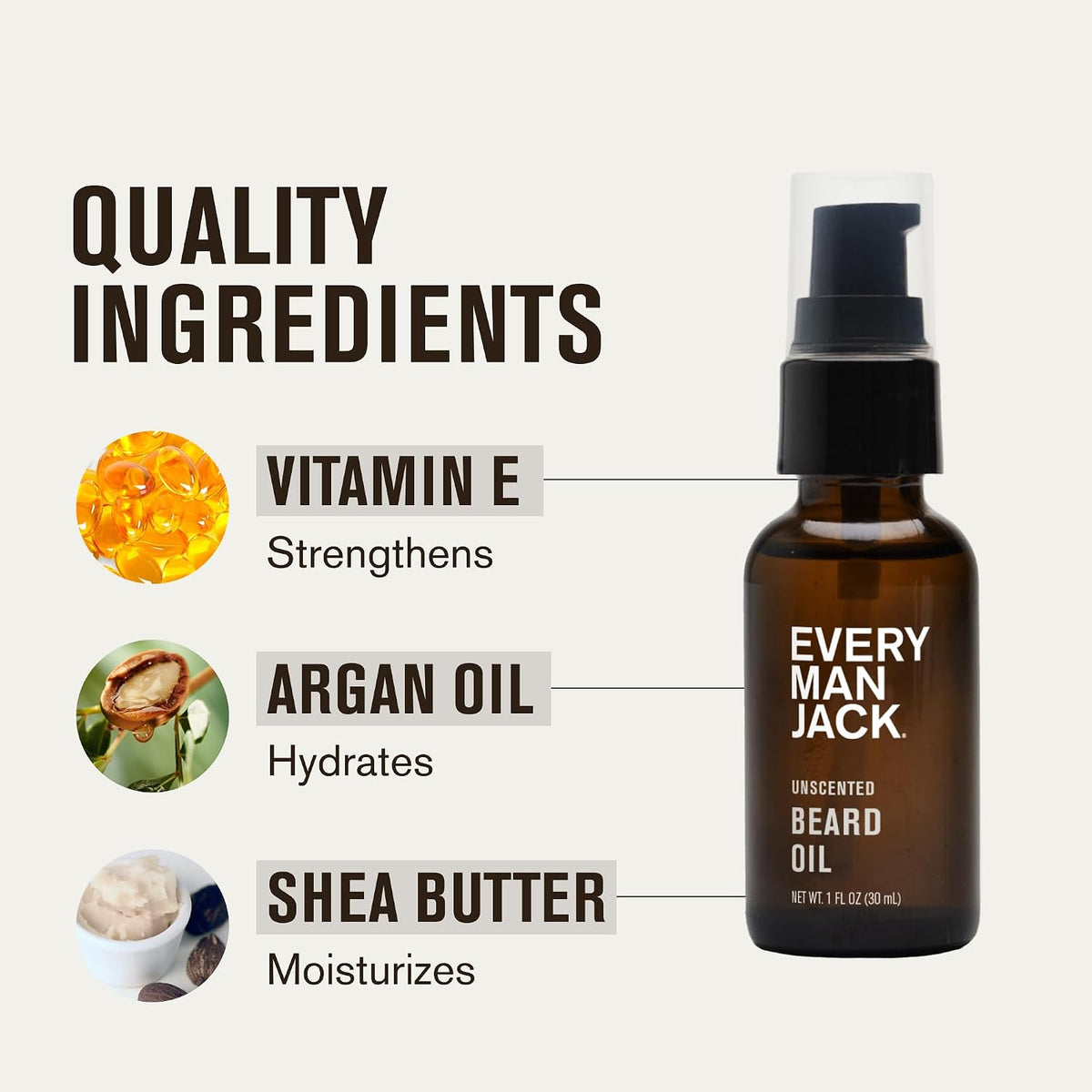 Every Man Jack Hydrating Beard Oil for Men, Unscented, 1oz