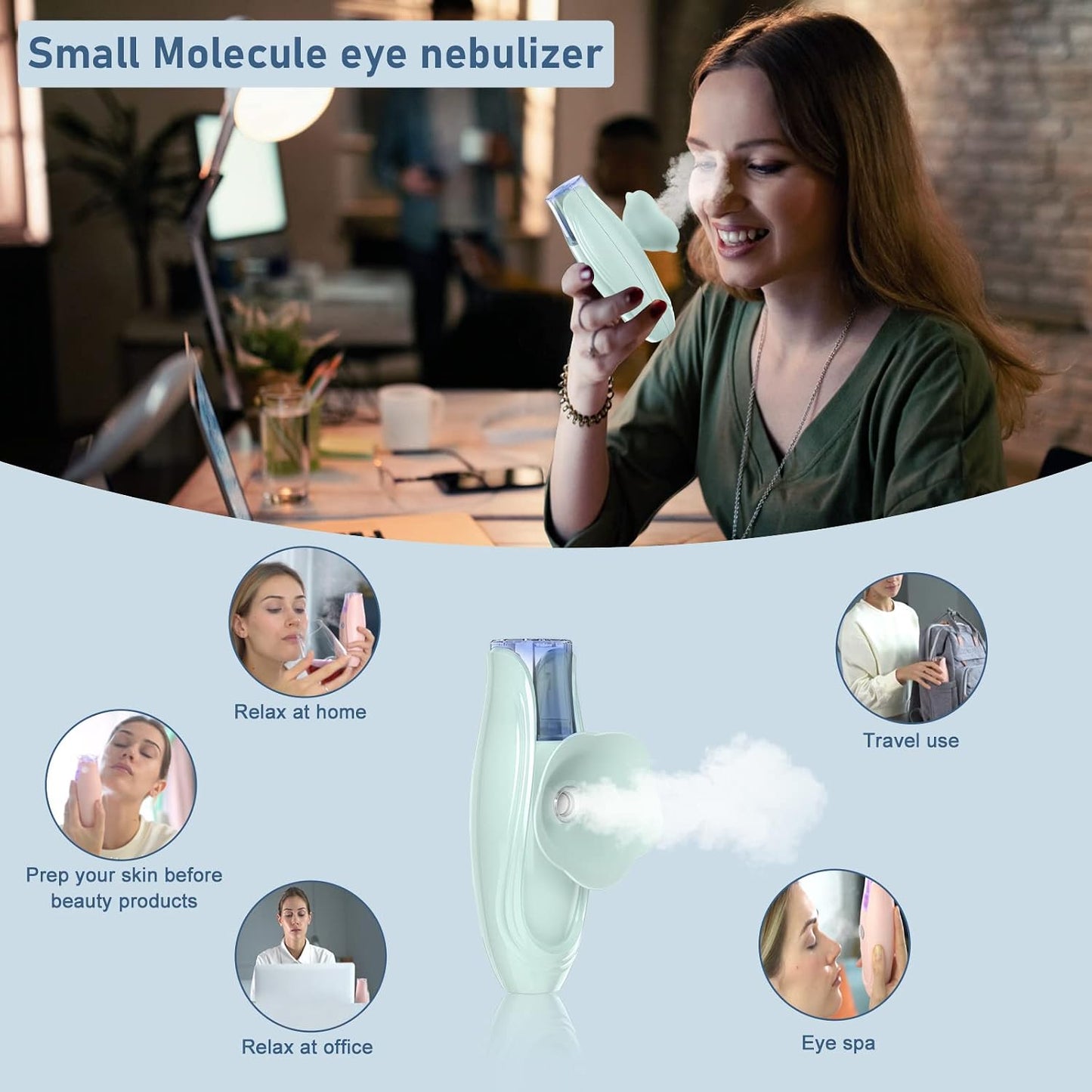 Facial Steamer and Eyes spa 2in 1. Mini Portable Professional hot Facial Steamer for Facial Deep Cleaning，The LADY RIGHT Handheld Ionic face steam, Unclogs Pores Soothing for Eye Fatigue and Dryness