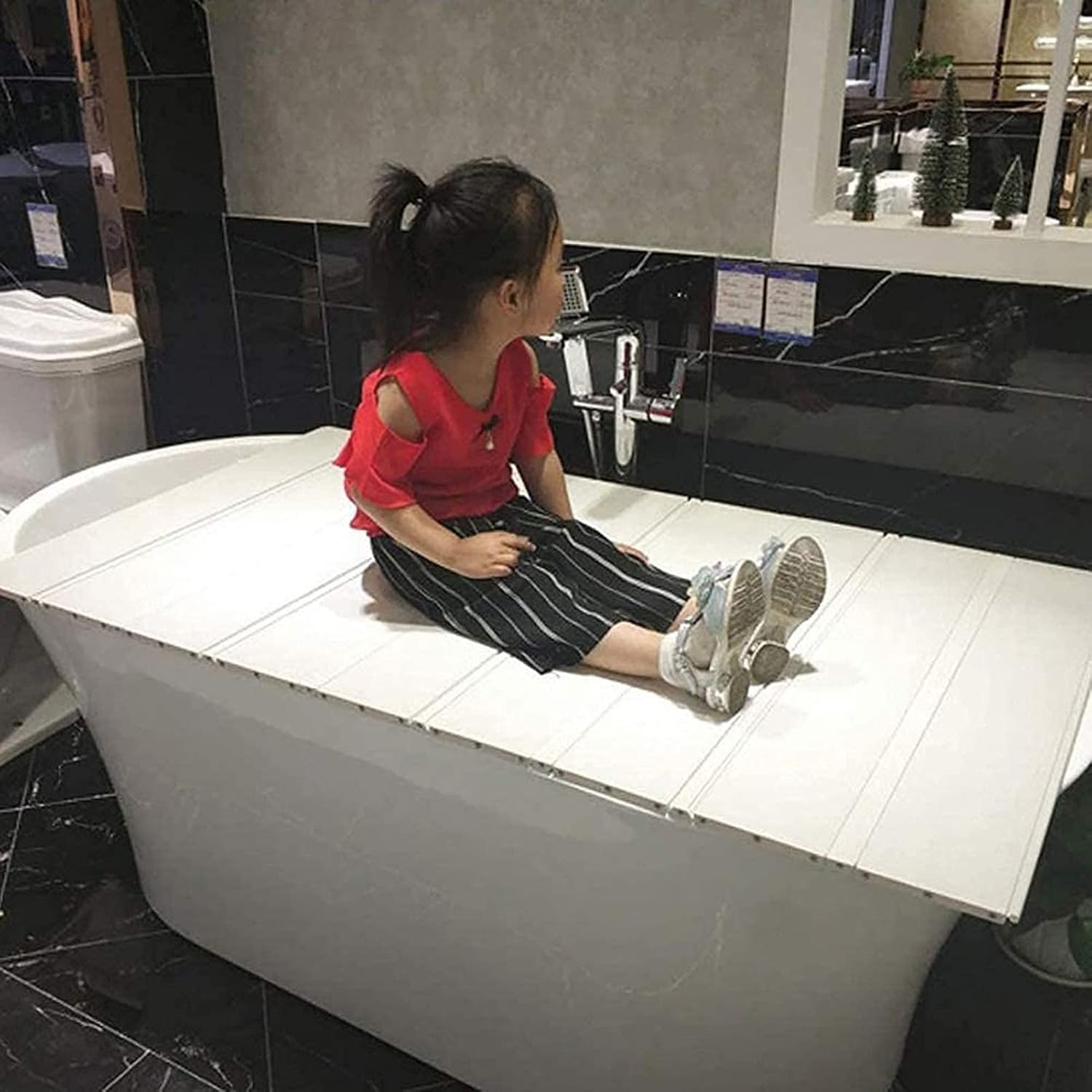 Bathtub Caddy Tray Expandable Bath Table Over Tub for 1-2 Person Luxury Bath Organizer 1.2cm Thick Folding Dust Board Bathtub Insulation Cover (Length:70cm) (70x105cm)