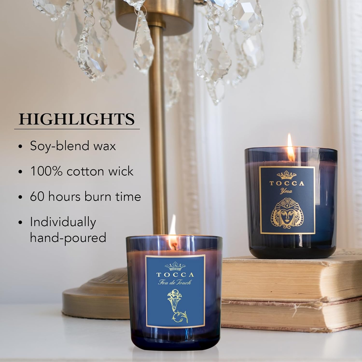 TOCCA Yma 10oz Candle - Guava & Red Currant Scented, Hand Poured Soy-Wax Blend with 100% Cotton Wick, 60 Hour Burn Time