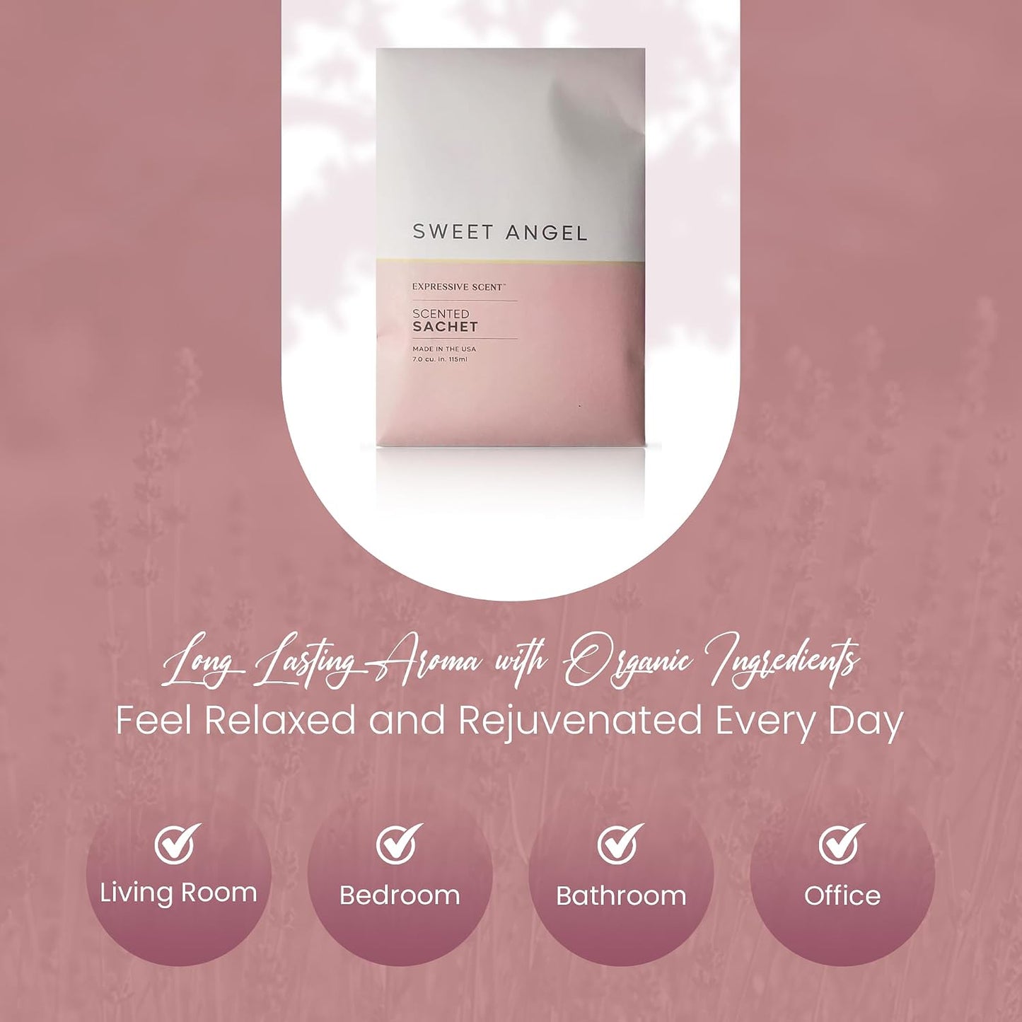 Expressive Scent 6 Pack Sachet (Sweet Angel) Long Lasting Home Fragrance for Drawers Dressers Closets Cars Kitchen