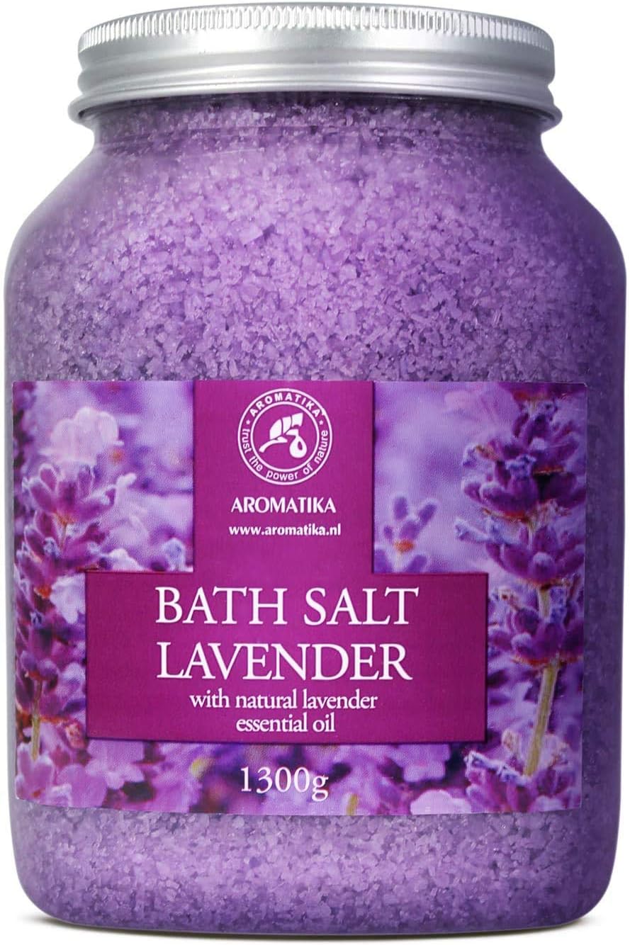 Sea Salt Lavender with Natural Lavender Essential Oil 46 Oz - Lavender Bath Salts - Lavanda Salt 1300g - Best for Good Sleep - Stress Relief - Beauty - Relaxing - Bathing - Body Care