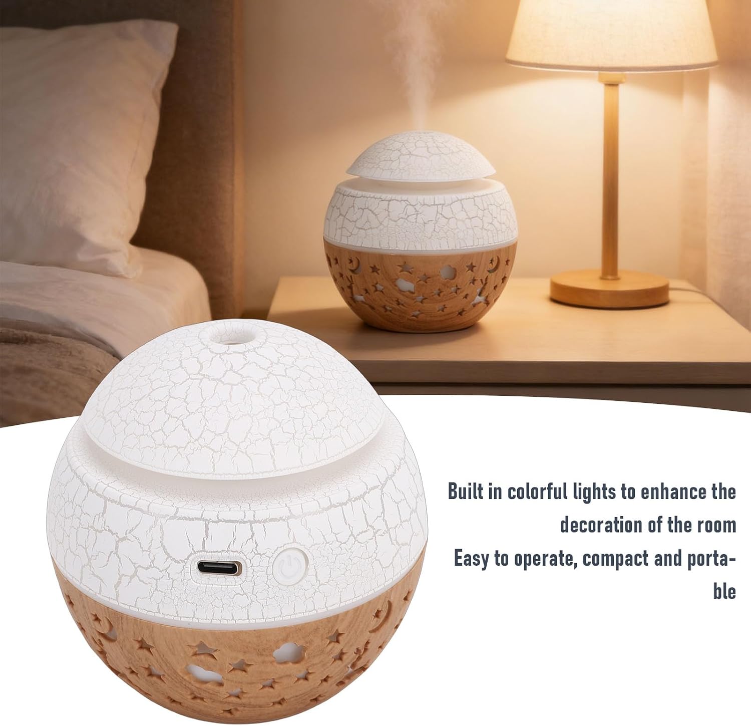 ZJchao Portable Essential Oil Diffuser Mini Humidifier Aromatherapy Diffuser with 7 Color LED Lights Auto Shut Off for Home Office Car Travel Bedroom