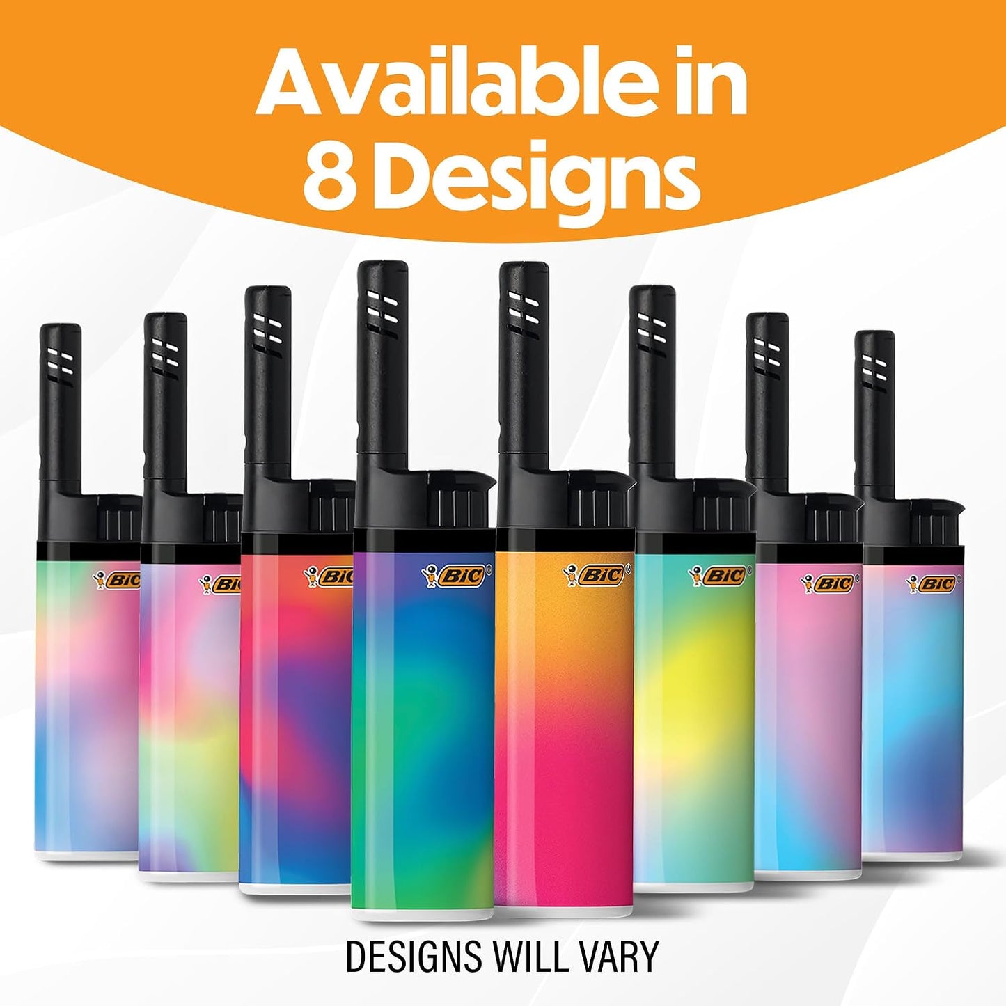 BIC EZ Reach Lighters, Ultimate Long Neck Lighter, Gradient Designs, 6-Pack (Designs May Vary)