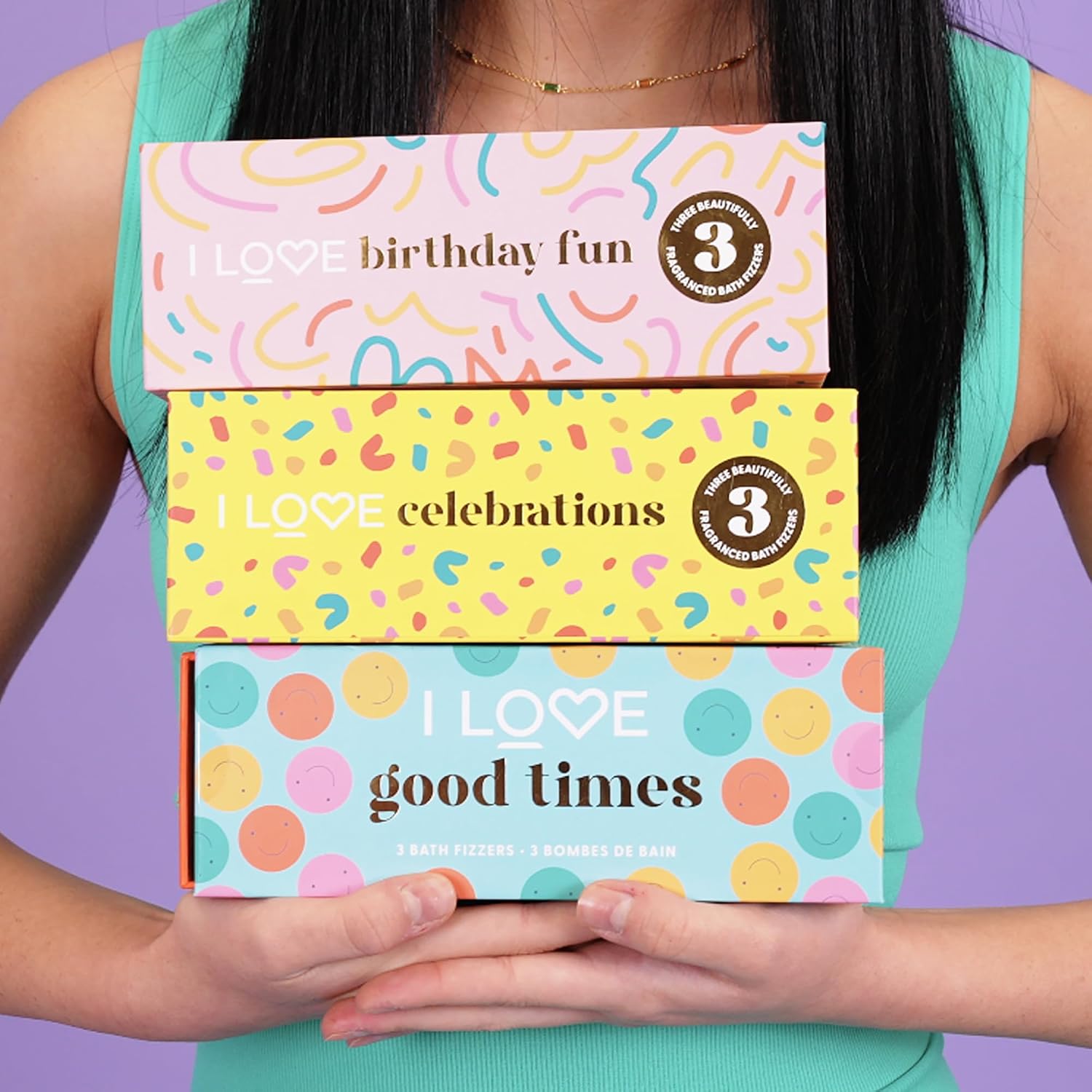 I LOVE Special Moments Good Times Bath Fizzer Pack - Natural Bath Bombs Gift Set - Shea Butter Bath Bombs Set - Spa Gift Set for Women - 3 pc