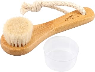 Facial Cleansing Brush, Natural Horsehair Exfoliator Face & Body Brush Wooden Handle, Dry Soft Brush for Smooth Radiant Skin, Lymphatic Drainage, Unclogging Pores, Reduce Swelling, Removing Blackhead