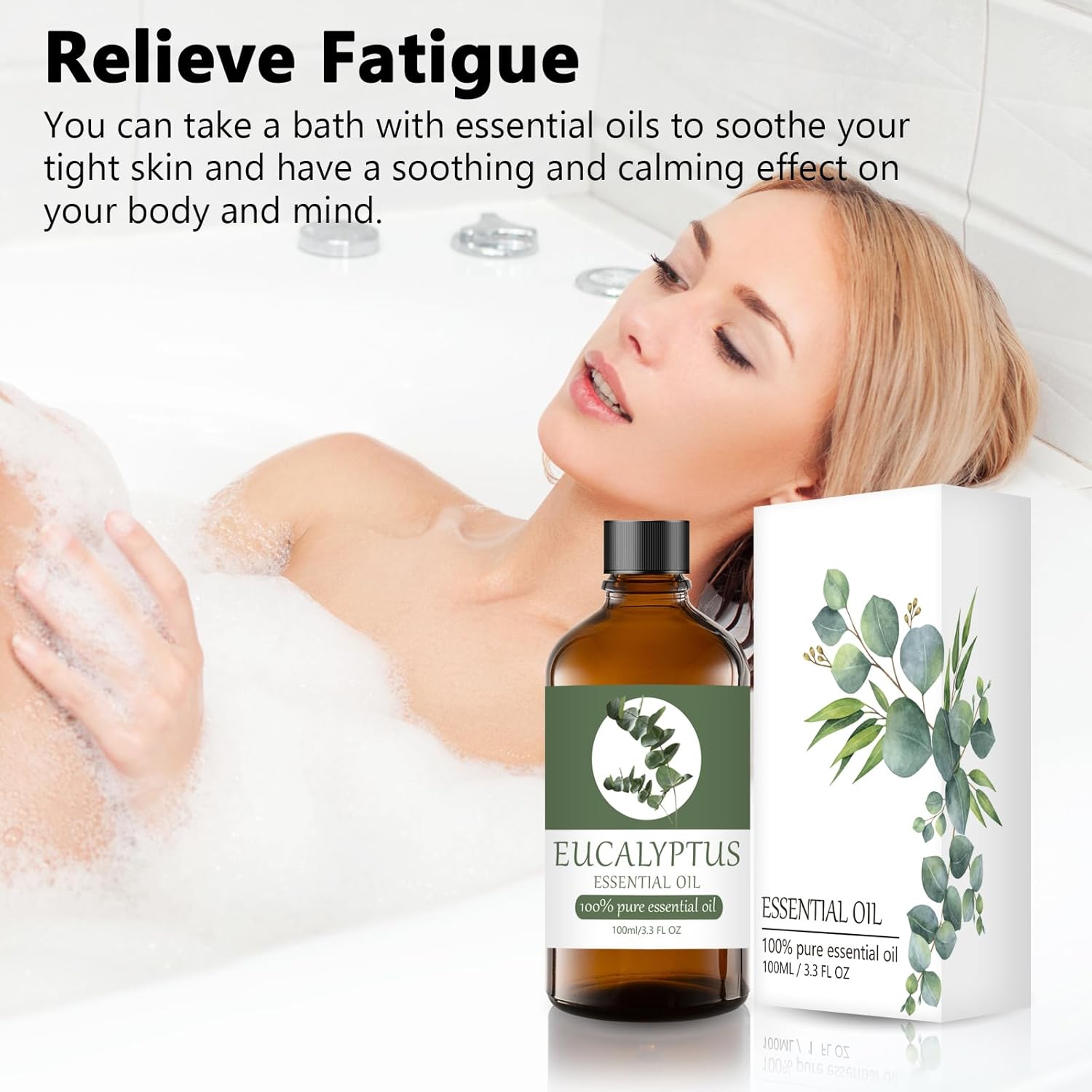 Eucalyptus Essential Oil 100% Pure & Natural Organic (3.3 Fl. Oz) for Humidifiers, Skin Care, Massage, Aromatherapy, Premium Delicate Grade with Glass Dropper for Air Freshening, Cleaning, Home