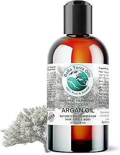 Bella Terra Oils - Argan Oil 8 oz - Pure Moroccan Elixir, Enhances Shine in Hair, Deeply Nourishes Skin, Perfect Oil for Curly Hair