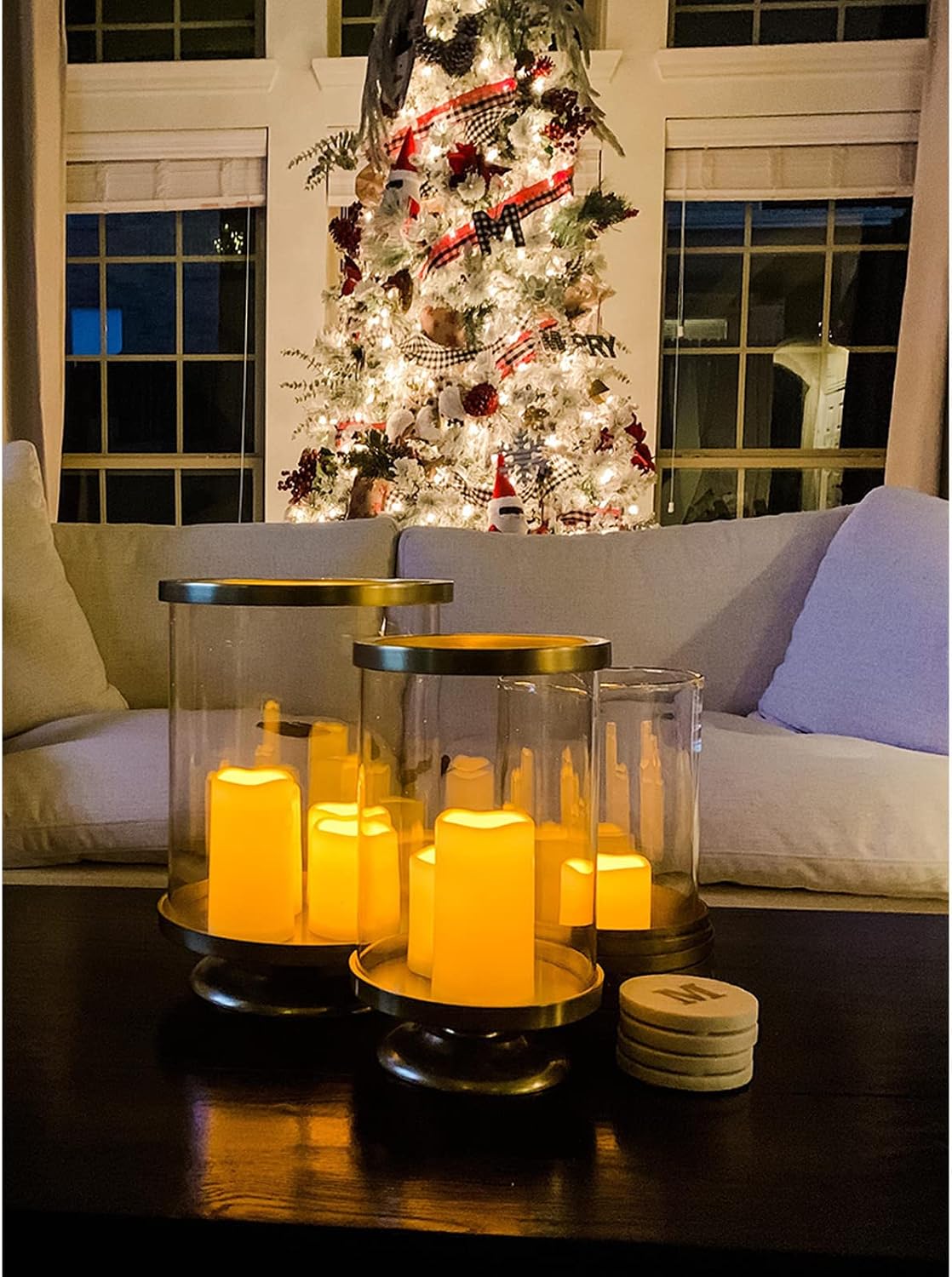 Flameless Outdoor Battery Operated Candles with Timer 3'' x 8'' Waterproof Pillar Candle Flickering Plastic Electric LED Lights for Wedding Party Halloween Thanksgiving Christmas Decoration Gift