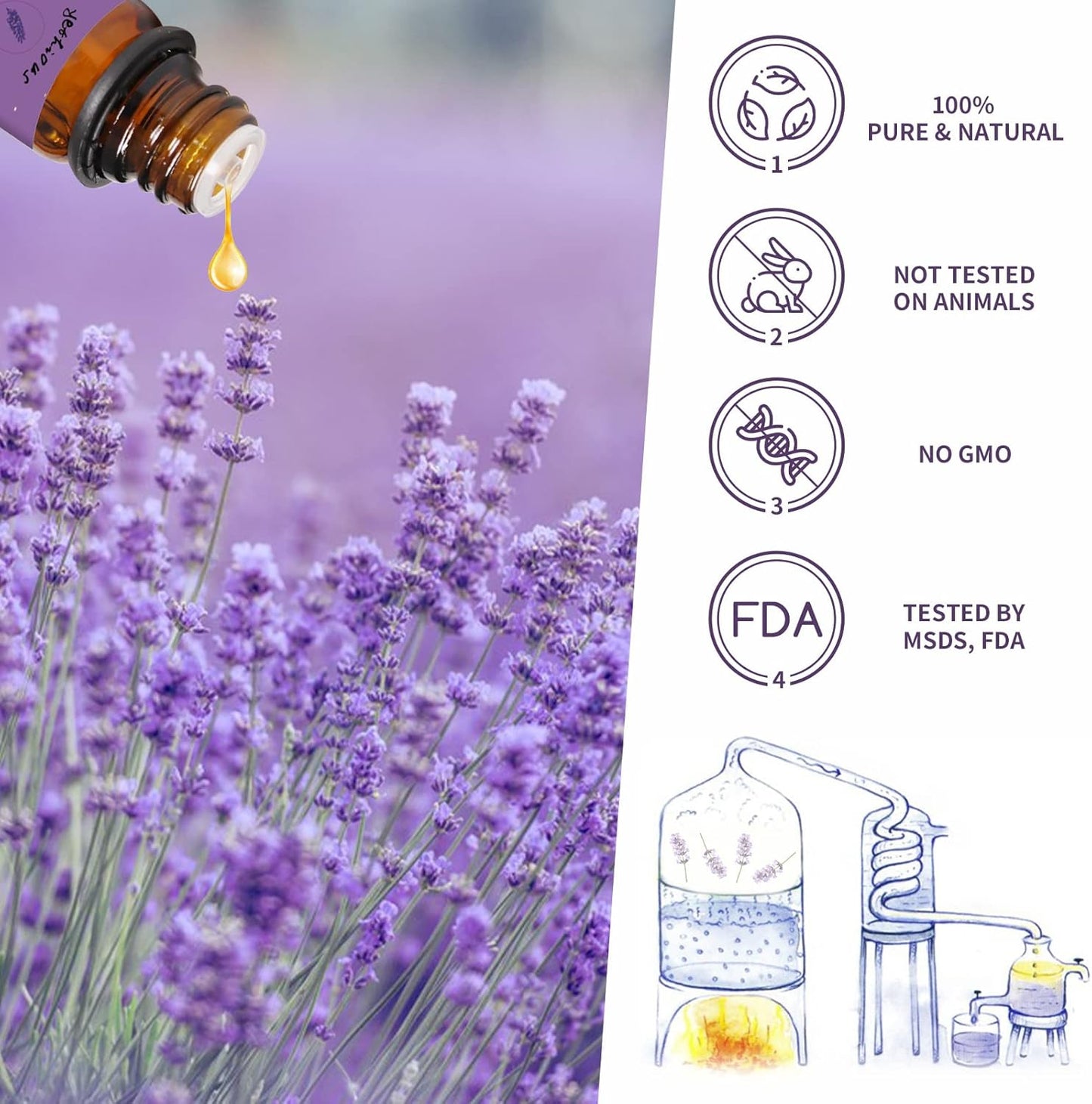 yethious Lavender Essential Oils for Diffuser & Aromatherapy Pure Lavender Oil Organic Plant Oils