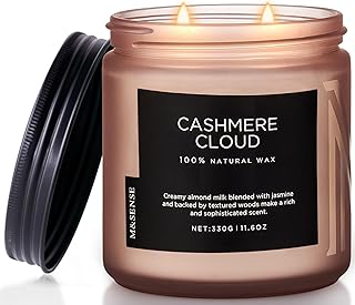 M&SENSE Cashmere Vanilla Scented Candle, 11.6oz Non Toxic Soy Wax 70 Hours Clean Burn Candle, 2 Wick Aromatherapy Gifts for Relaxing Stree Relief, Cozy Winter Home Decor