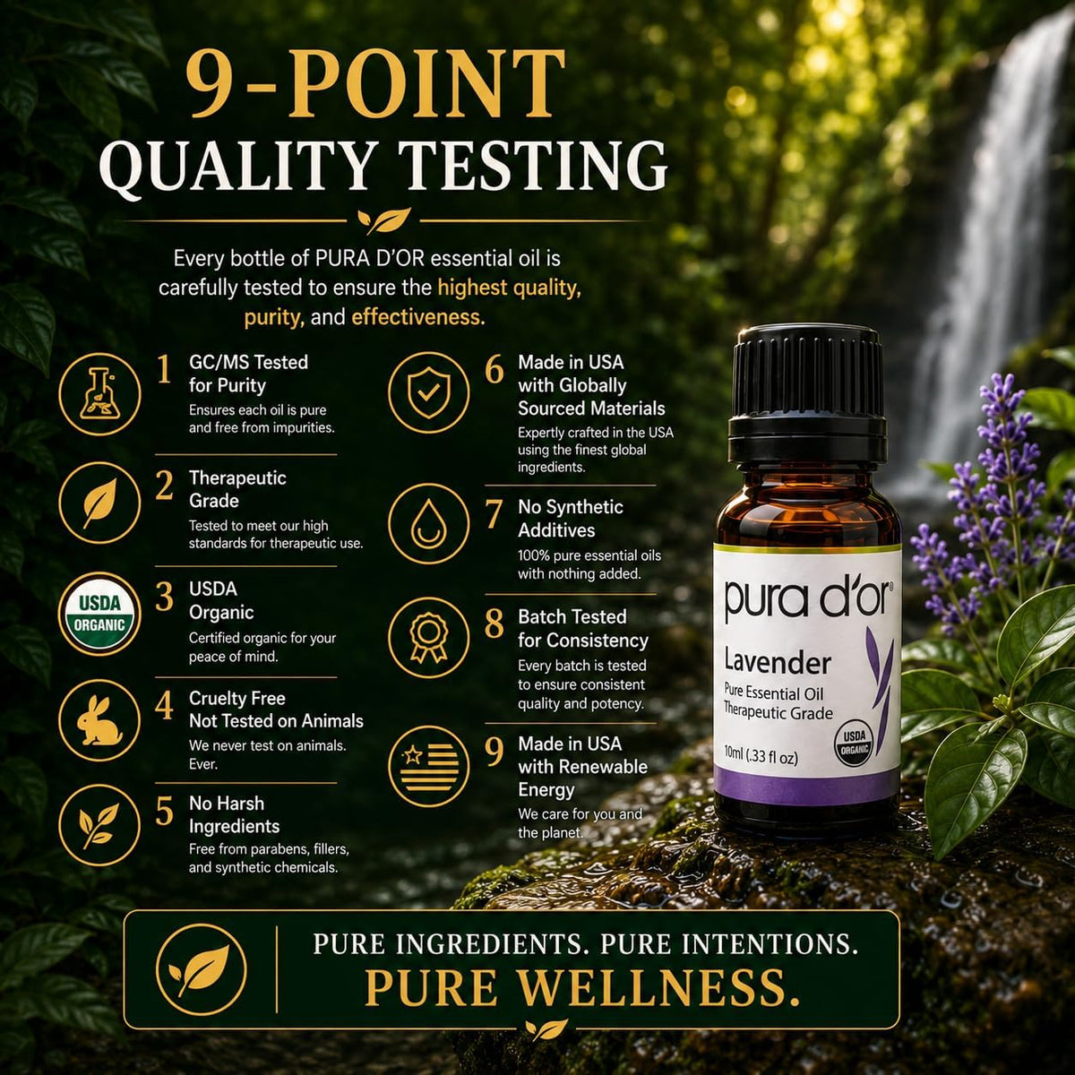 PURA D'OR Organic Perfect10 Essential Oils Aromatherapy Box Set