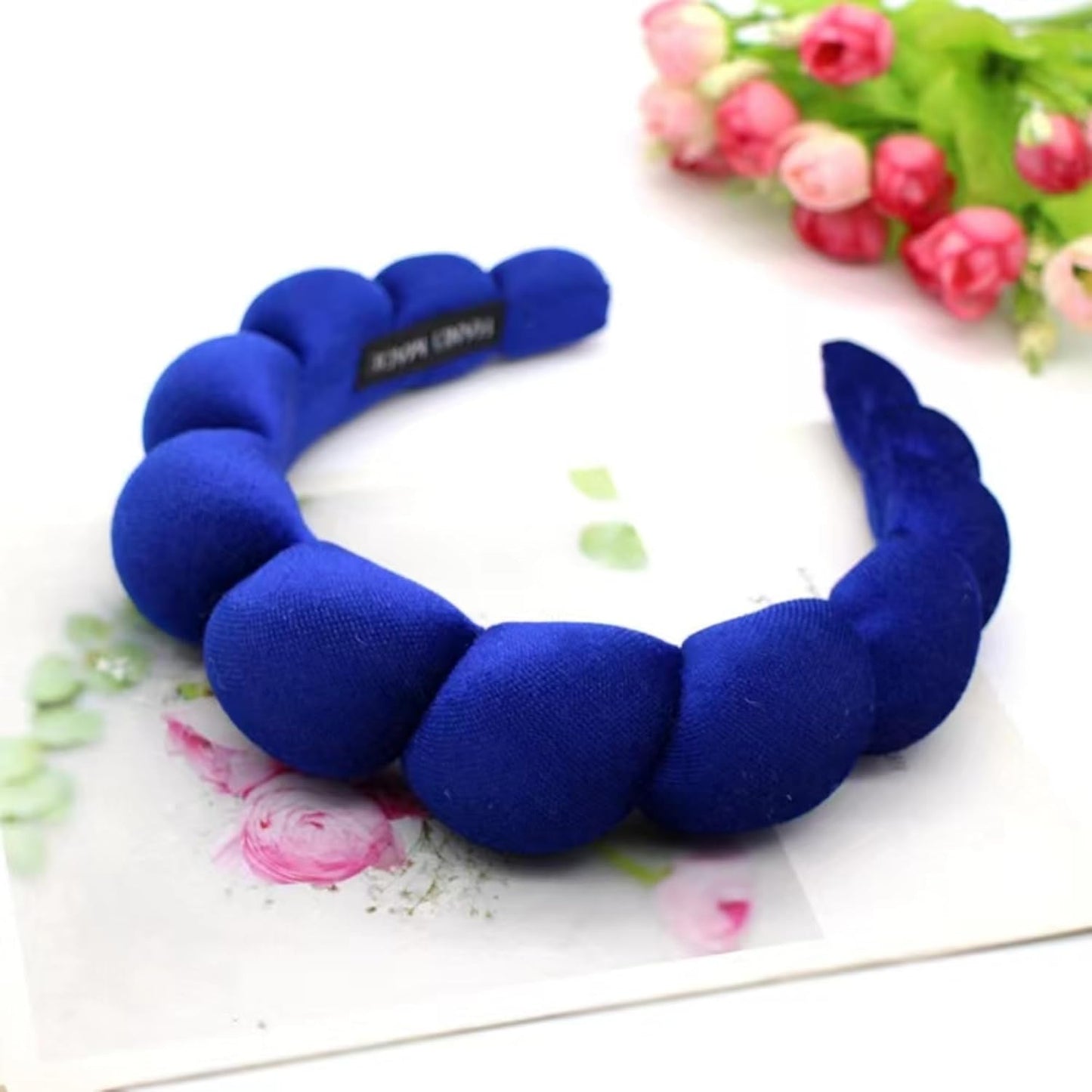 Fashion Headbands for Women Padded Fabric Hair Bands Wide Velvet Non Slip Headband Hair Accessories for Women Girls (Royal Blue)