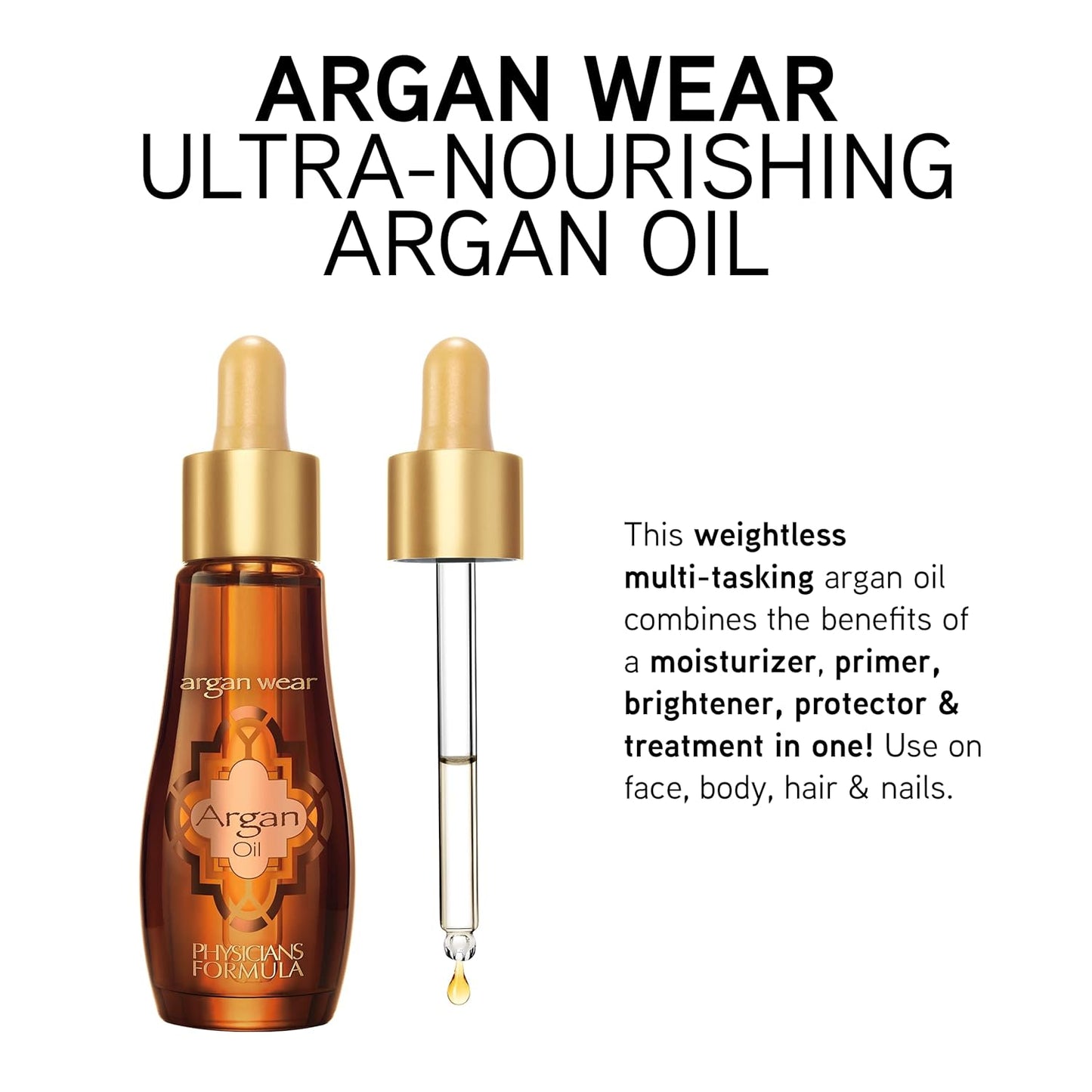 Physicians Formula Argan Face Serum Wear Ultra-Nourishing Argan Oil, Acne Treating, Skin Healing, Inflammation And Redness Correction