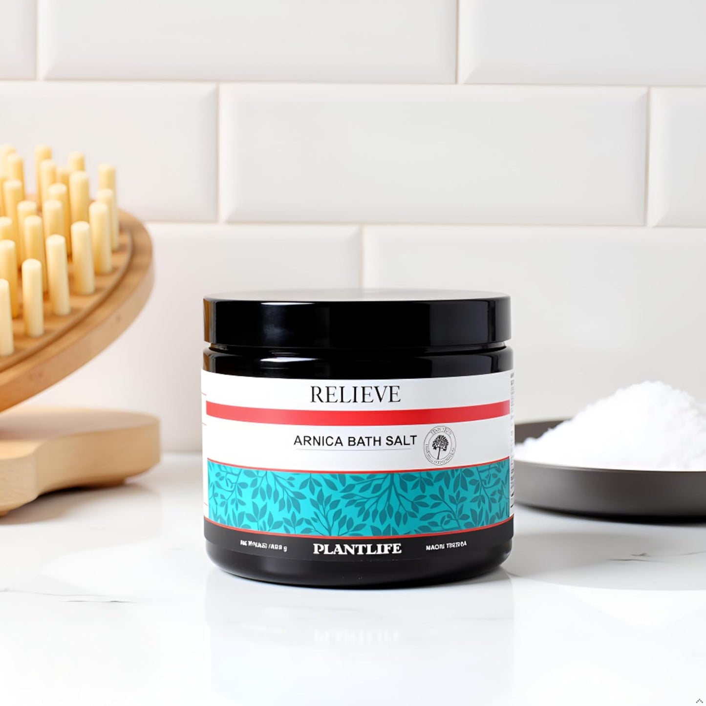 Plantlife Arnica Relieve Mineral Bath Salts - Made with Arnica and 100% Pure Essential Oils - Relieve Products are a Homeopathic Solution for Everyday Use - Works Quickly and Effectively - 16 oz