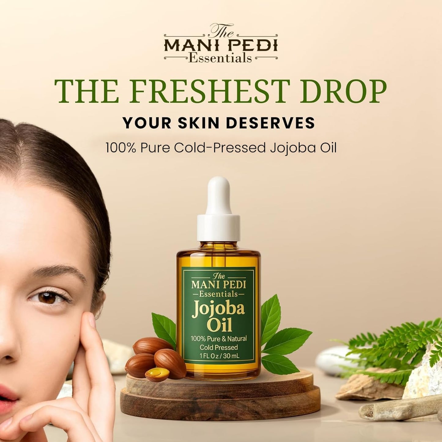 TMPE 100% Pure Jojoba Oil, Cold Pressed, Non-Comedogenic Moisturizing Oil for Hair, Face, Skin & Nails - 1 fl oz