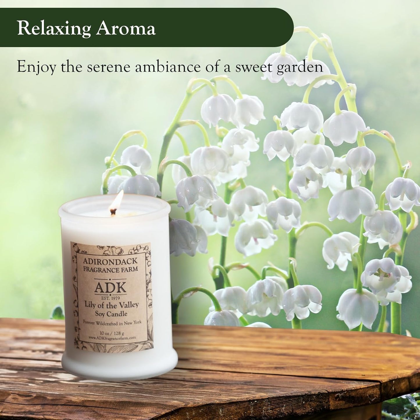 ADK Lily of The Valley Scented Candle, 4.5 Oz Aromatherapy Candle, Proudly Poured in The USA, Natural Wax for Relaxation and Home Décor, for Gift, Kitchen, and Living Spaces