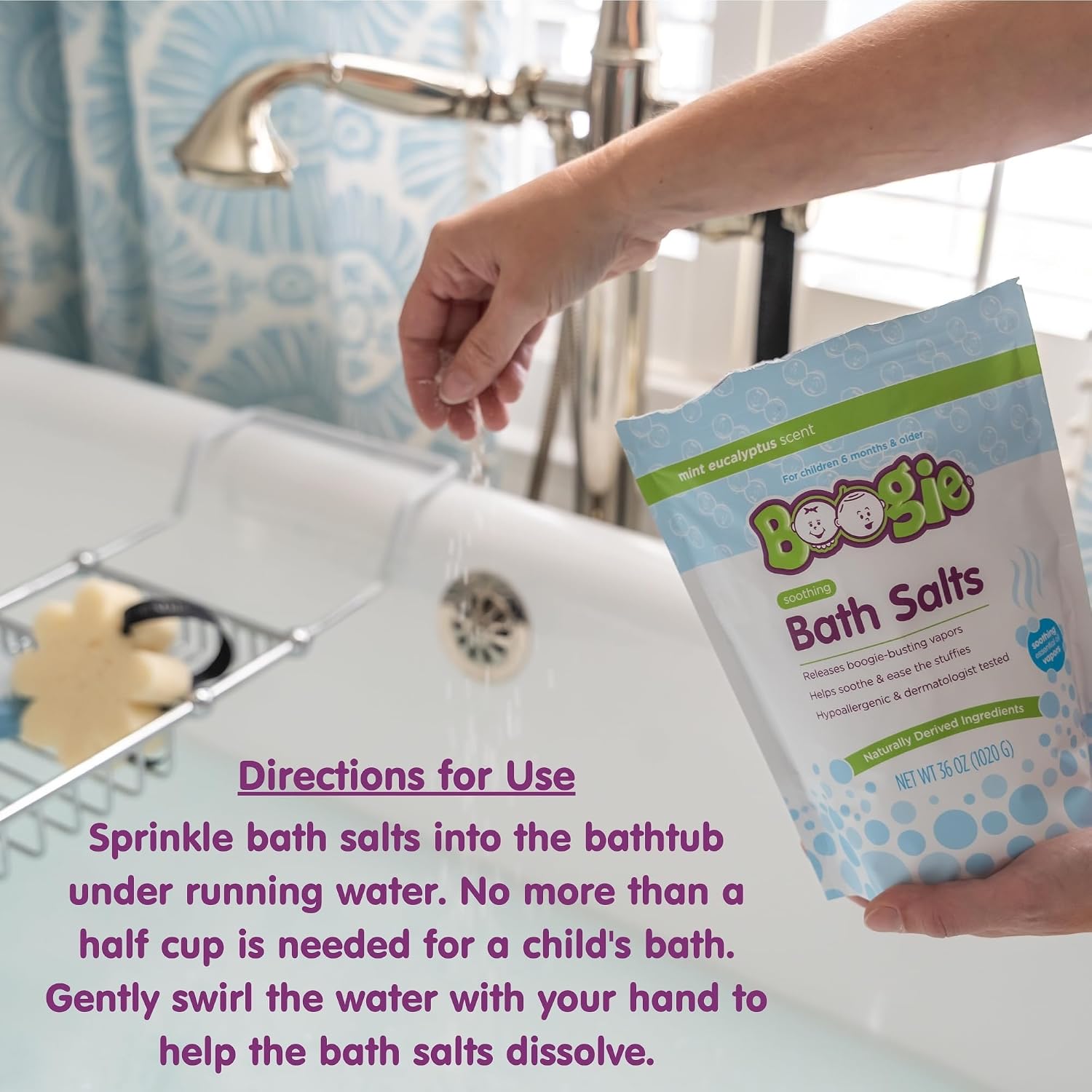 Boogie Kids Soothing Bath Salts, Hypoallergenic, Naturally Derived, Made with Natural Essential Oils, 36oz Eucalyptus (Pack of 1)