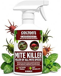 Mite Killer Spray – Kills Dust, Bird, Carpet & Household Mites Fast | Non-Toxic, Kid & Pet Safe Formula for Bedding, Furniture & Home | 16 oz