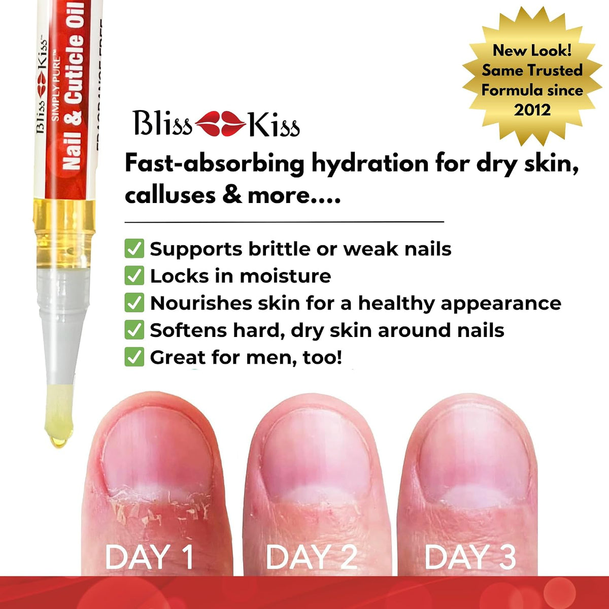 Bliss Kiss Simply Pure Cuticle Oil Pens, Fragrance Free, 4 Count ST-FREE