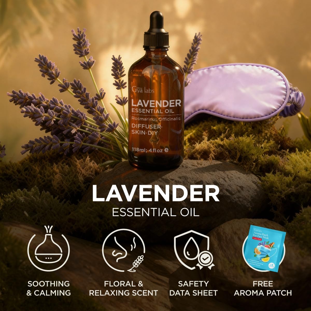100% Pure Lavender Essential Oil - 4 Fl Oz - Lavender Oil for Hair, Skin, Diffuser, Aromatherapy & DIY Candle Making Scent