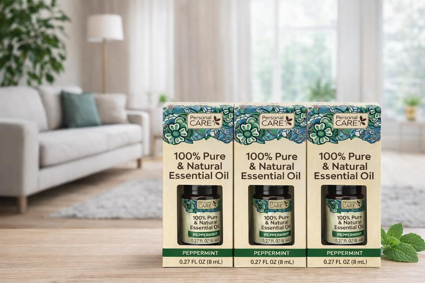 Personal Care Pure & Natural Essential Oil, Peppermint - 0.27 fl oz Pack of 3