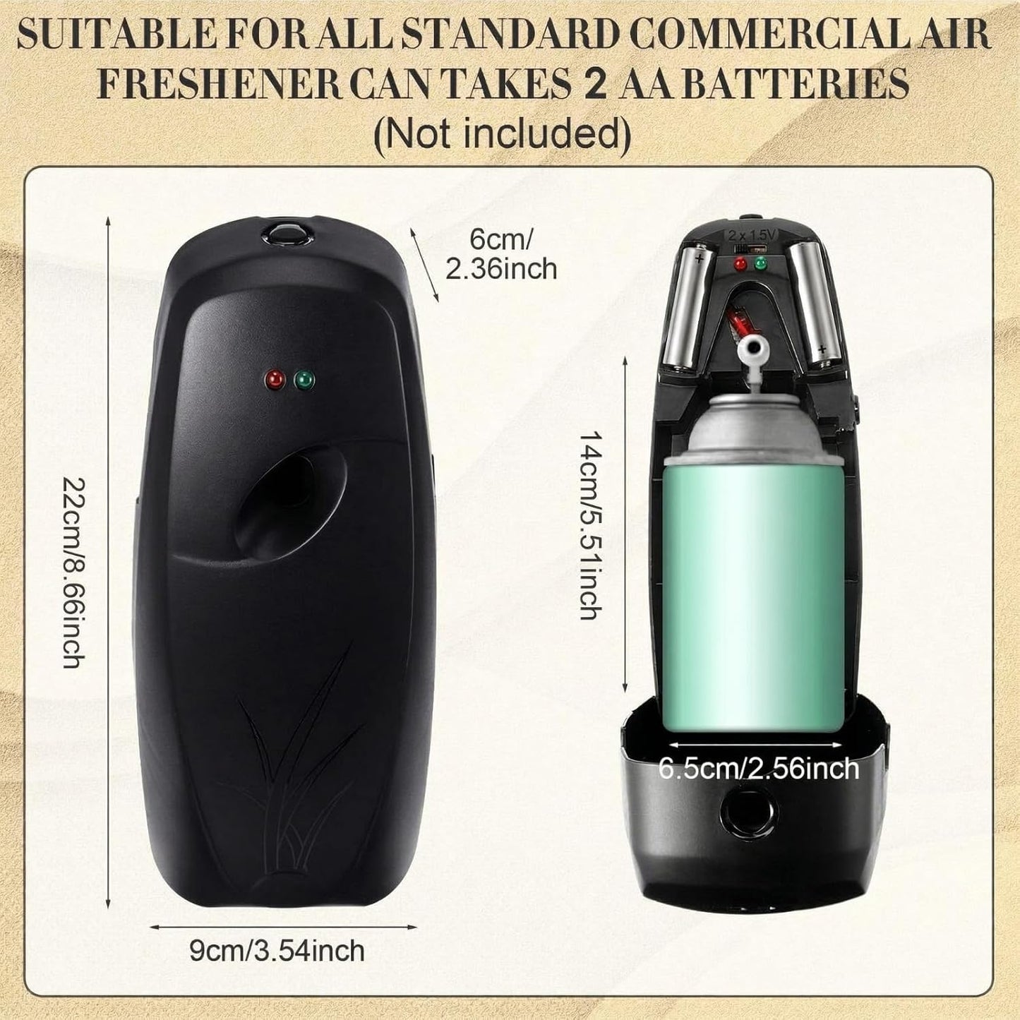 Maxcheck Automatic Air Freshener Spray Dispenser 2 Pack Wall Mounted Free Standing Restroom Air Freshener Battery Operated Automatic Sprayer Dispenser for Home Bathroom Commercial Time Scent(Black)