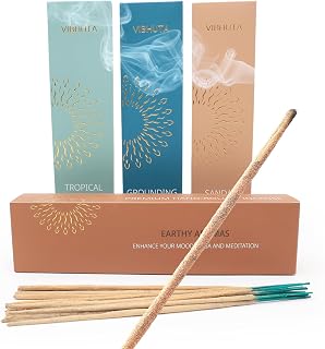 Incense Gift Set | 30 Hand-Rolled Indian Sticks | Sandalwood, Nag Champa, Spiritual & Chakra Incense for Meditation & Yoga - 3 Natural Scents (Earhty Aromas)