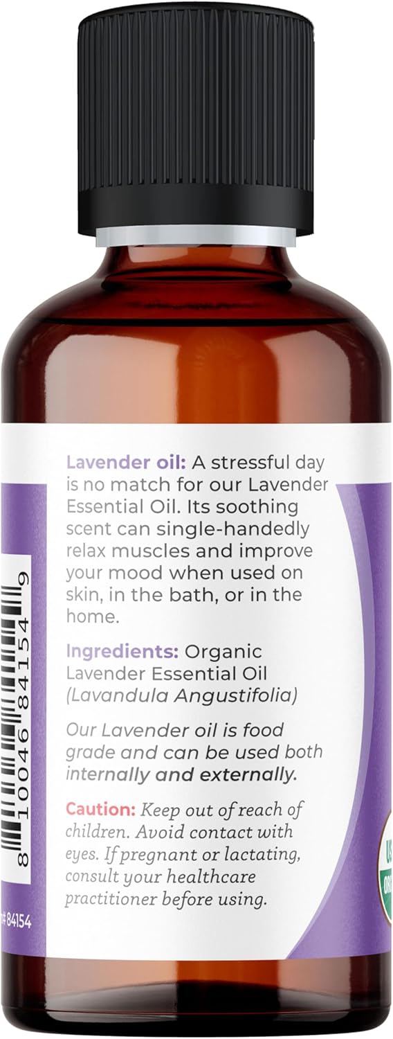 Viva Doria Lavender Essential Oil, USDA Certified, Organic Lavender Oil, 100% Pure, Natural Essential Oil, Undiluted, for Aromatherapy | Food Grade, 30 mL (1 Fluid Ounce)