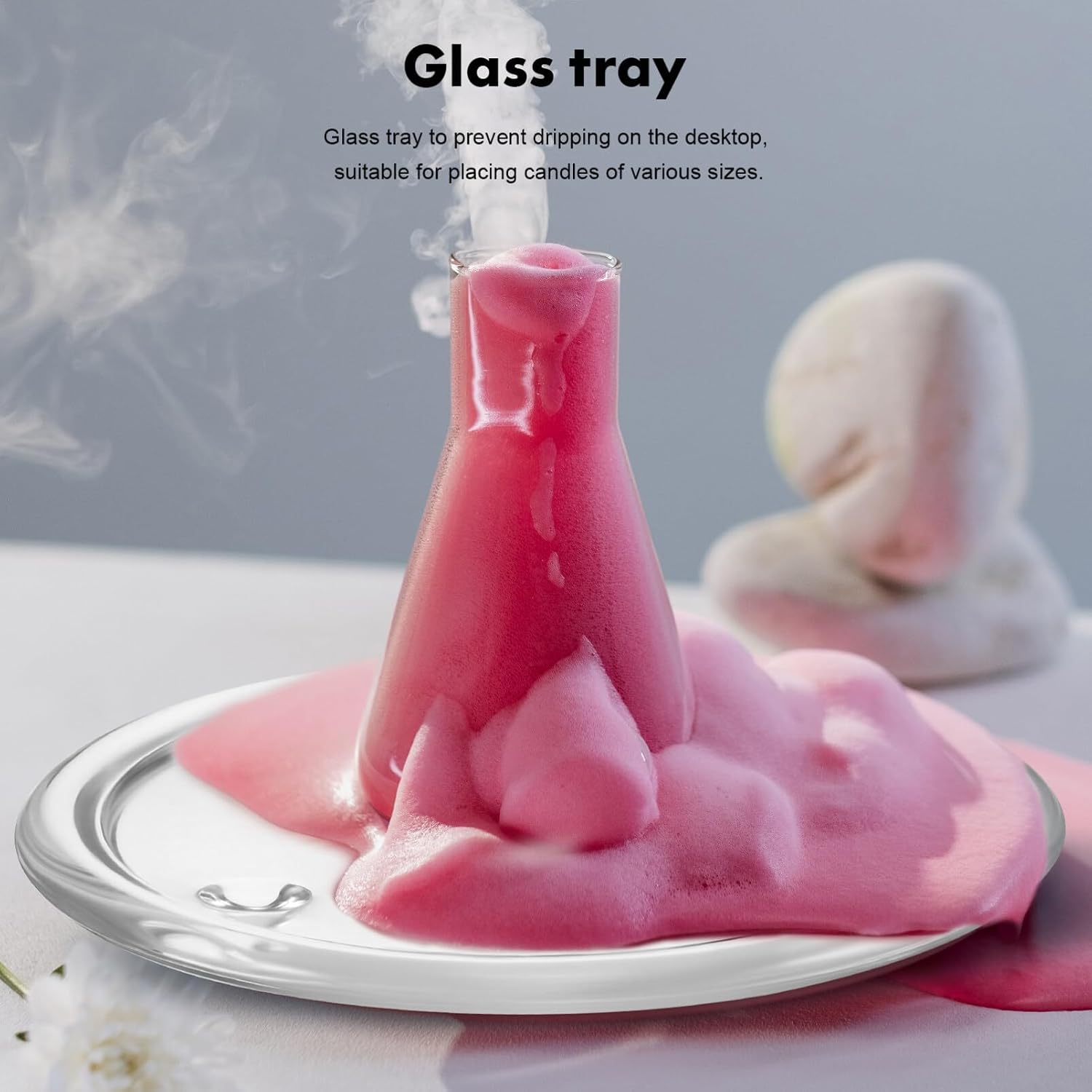VOSAREA 2Pcs Glass Candle Holder Plates 5.11 Inch Transparent Round Candle Tray Coasters for Wedding Banquet Home Decor Table Centerpiece