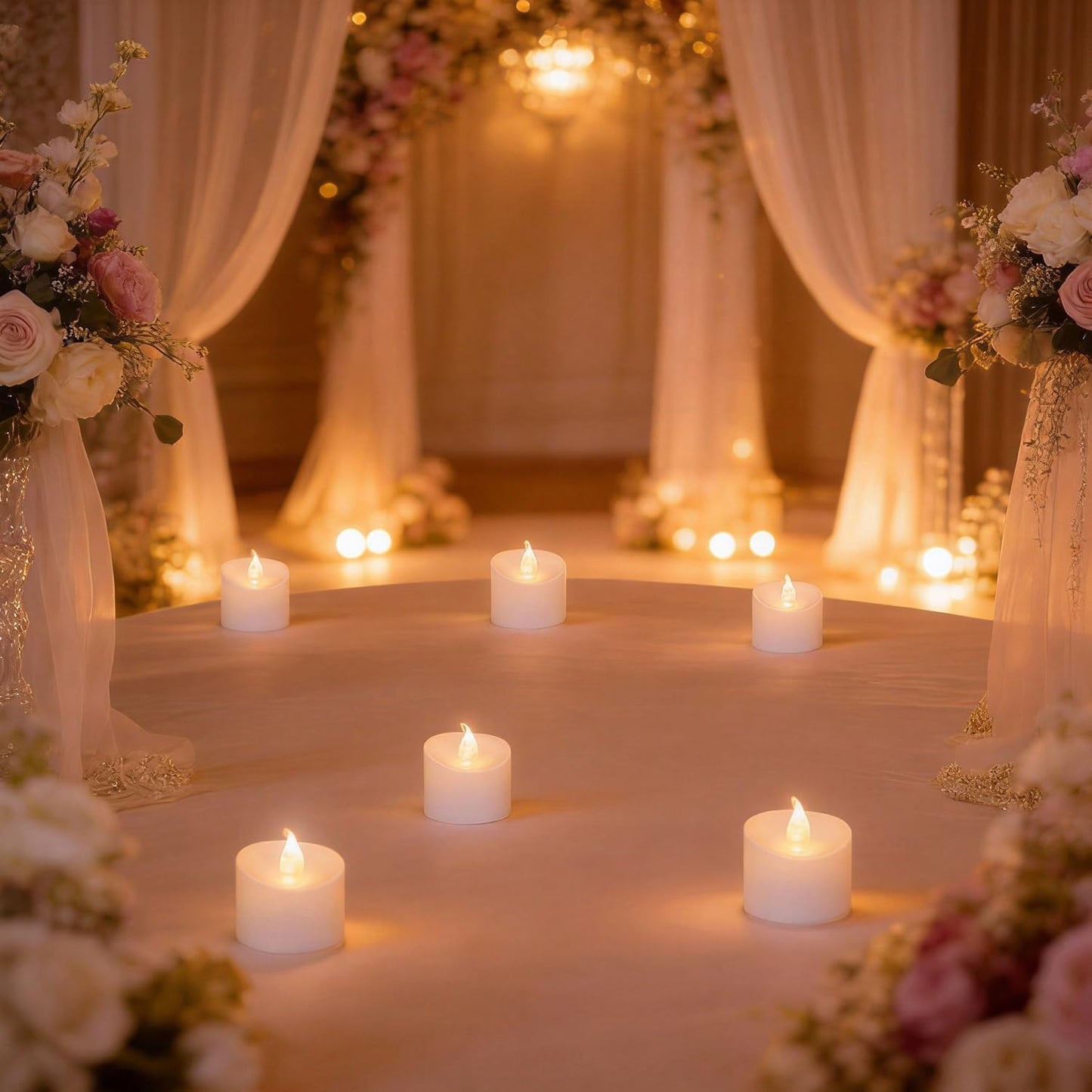 24 Pack LED Tea Lights, Last 100H+, Warm White Flickering Light