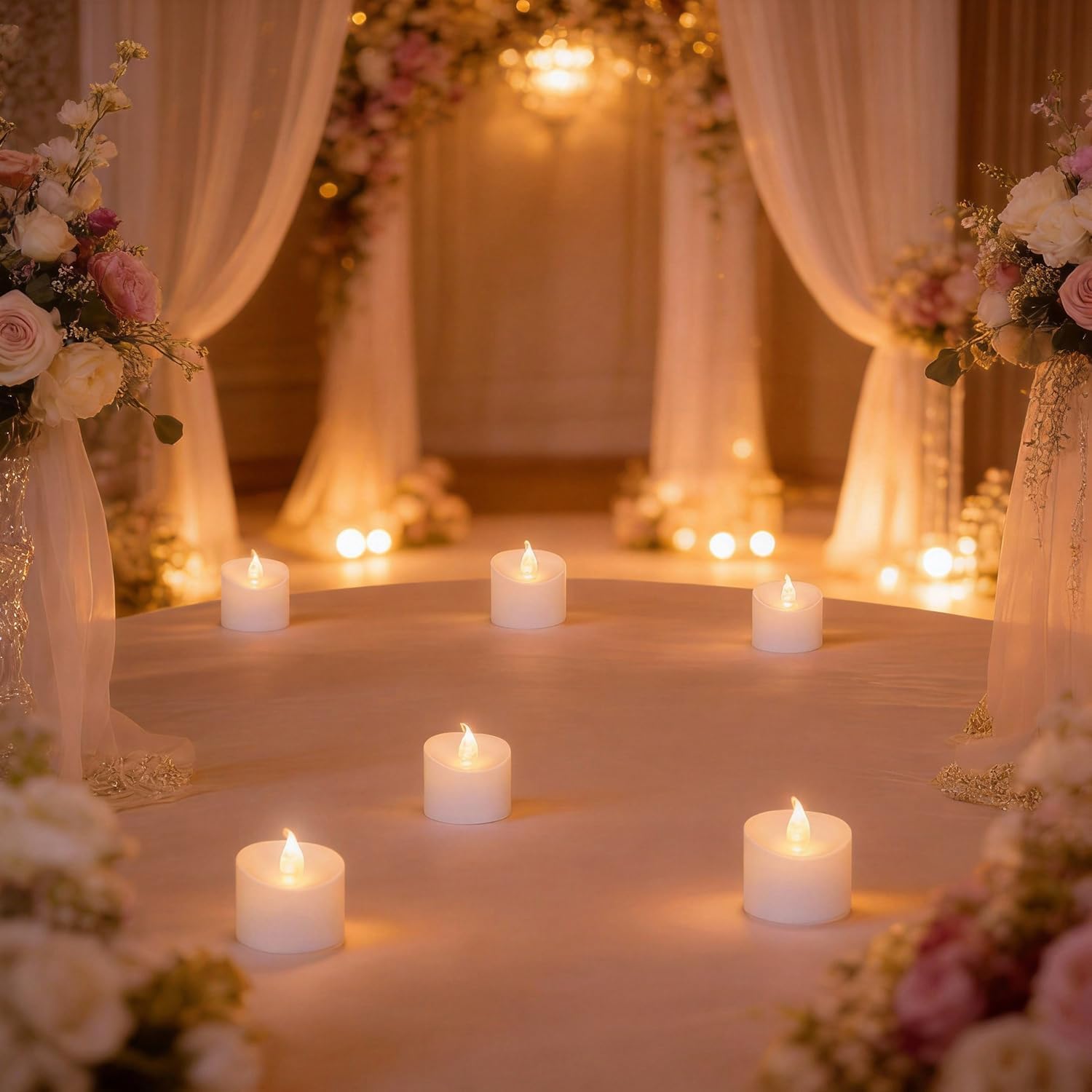 24 Pack LED Tea Lights, Last 100H+, Warm White Flickering Light