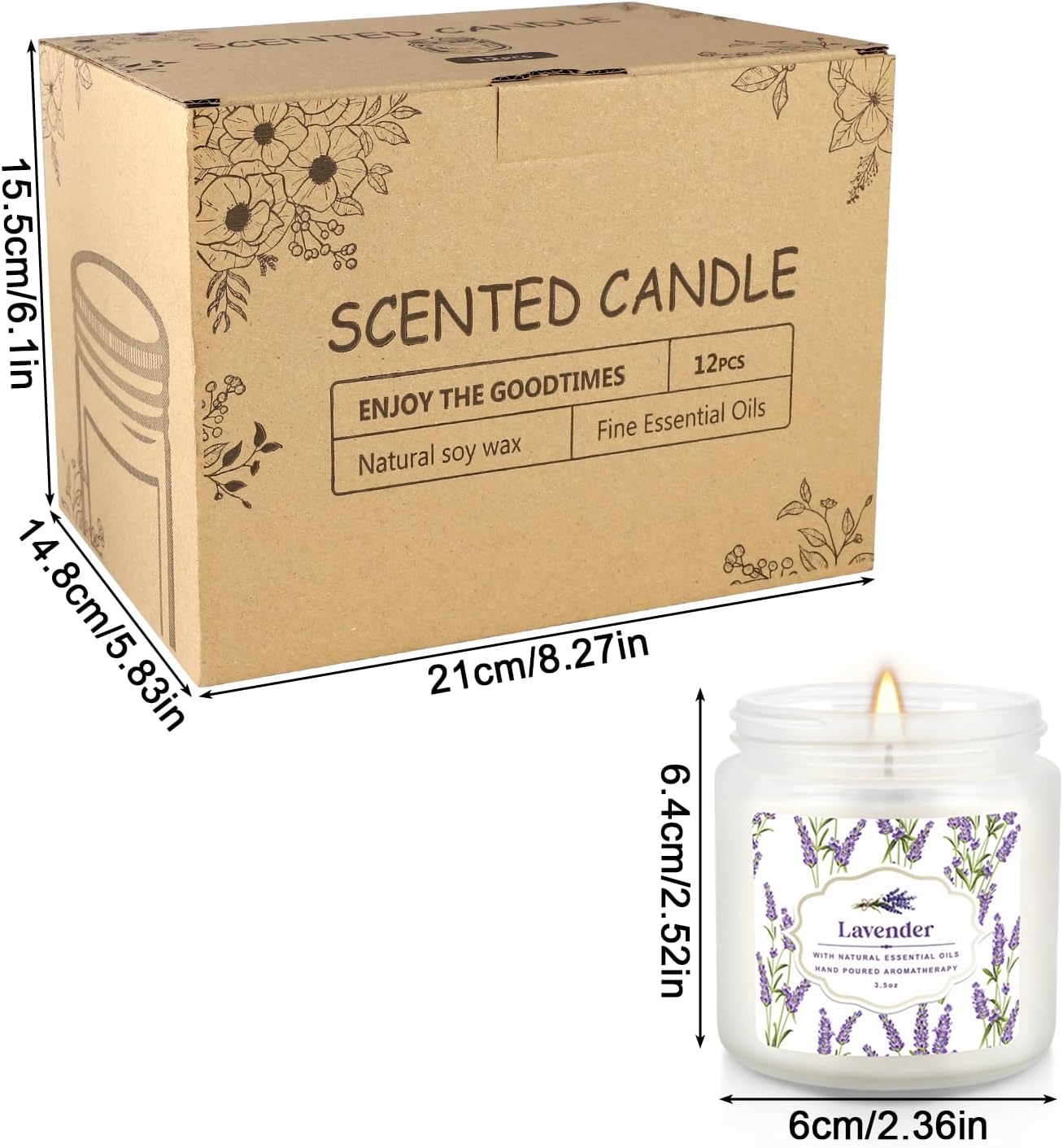 YOROXRG 12 Pack Scented Candles with Added Natural Essential Oils, 3.05oz, Suitable for Various Festivals, Parties, Yoga, and Home Scene