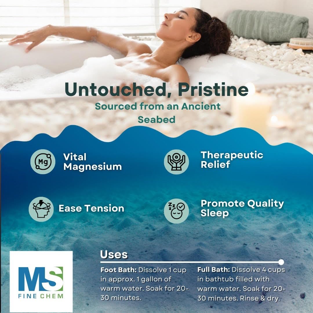 Magnesium Bath Flakes 1.65 lb – Natural Magnesium Chloride Foot & Body Soak, Better Absorption Than Epsom Salt, Relaxation, Muscle Comfort & Skin Hydration Support