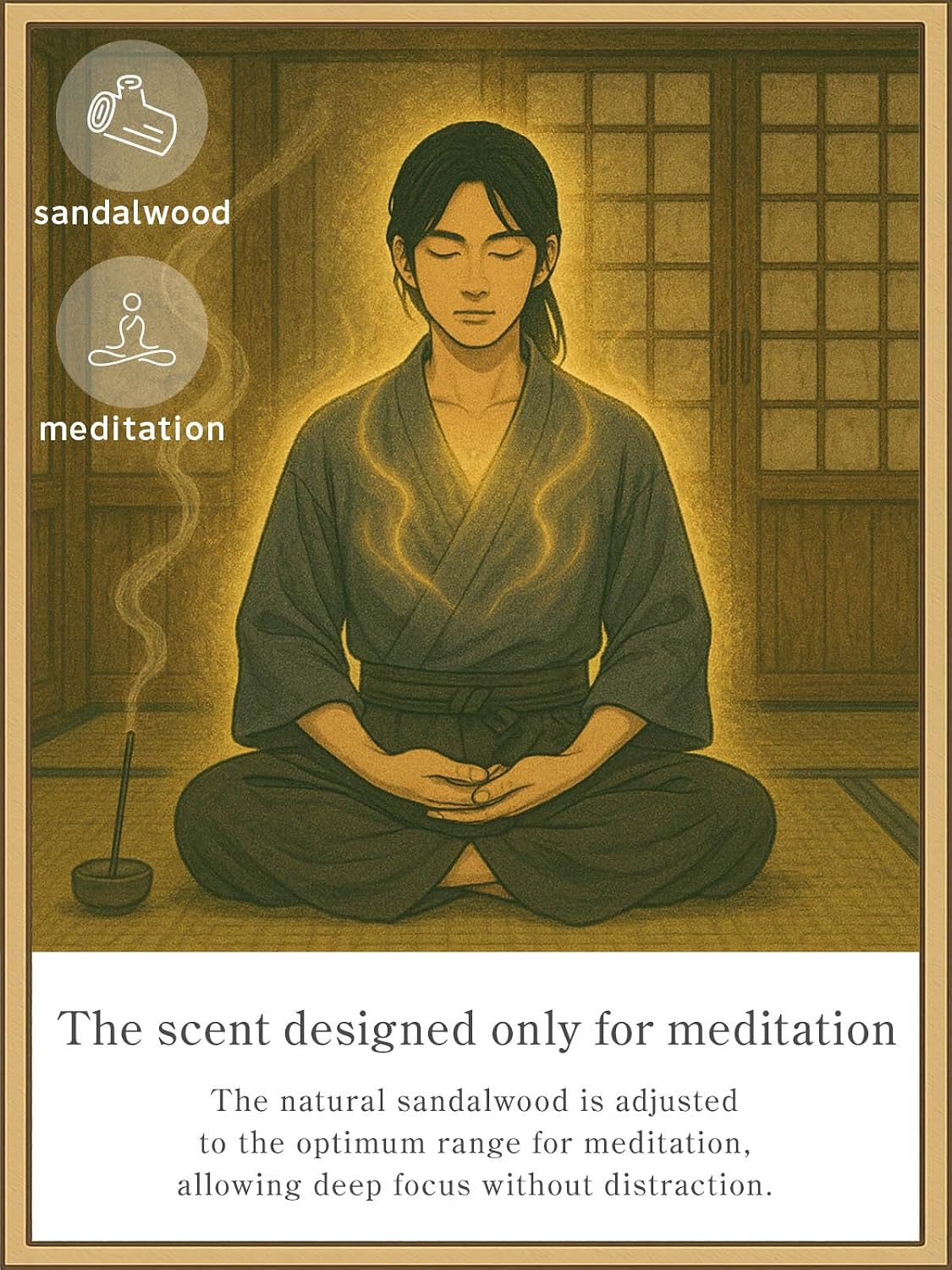 なごみ工房 Samurai Incense Sticks, Approx. 95 Sticks ZENRED Sandalwood Purifying Meditation Low Smoke Sandalwood Aroma Made in Japan Vanilla Incense Stick Gift Gift