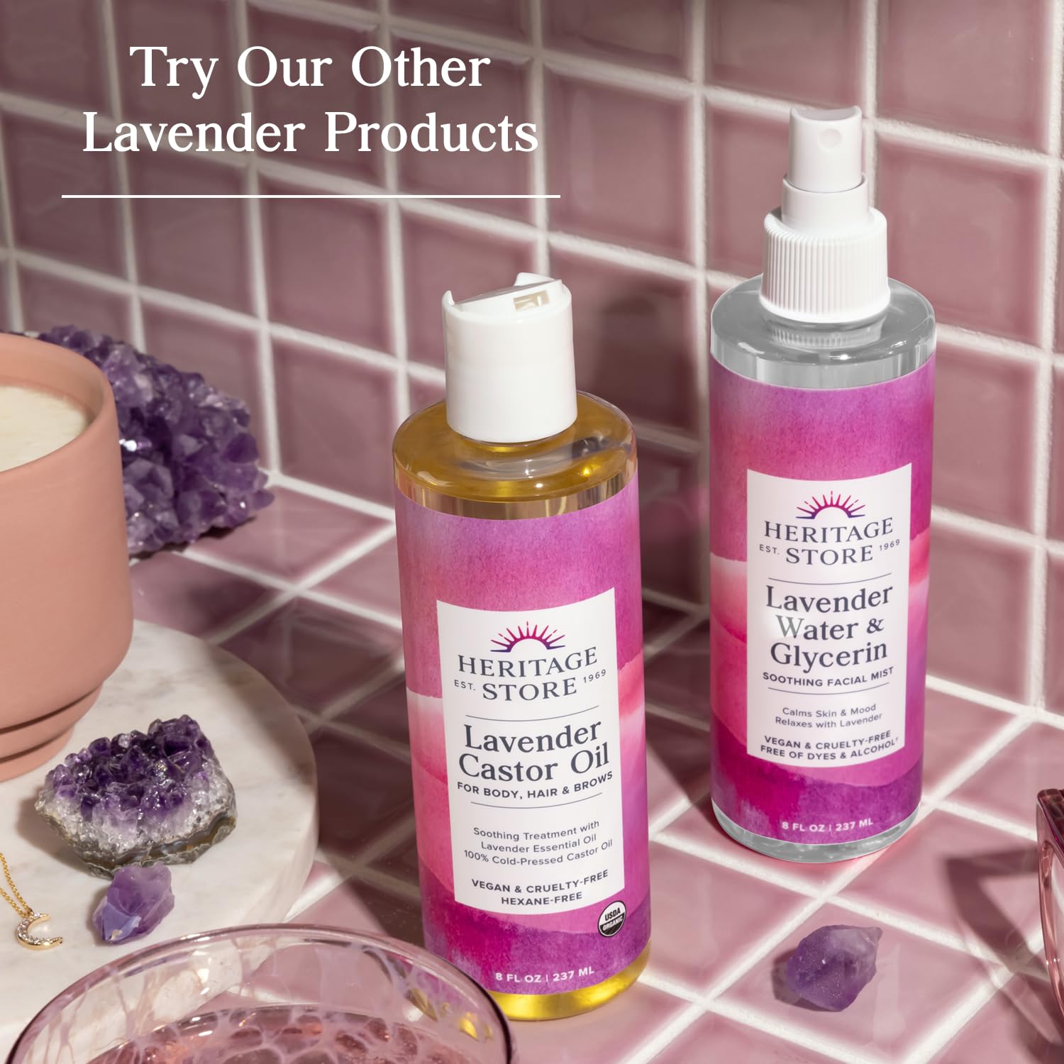 HERITAGE STORE Lavender Water Mist, Face and Body Spray, Pillow Spray, Room Spray, Calms and Balances Skin and Spaces, Soothing Lavender Scent, Made without Parabens, Vegan, Cruelty Free, 8oz