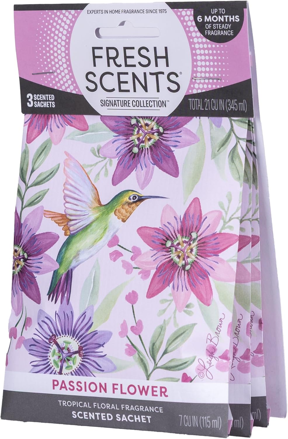 Fresh Scents | Scented Sachet Packet | Passion Flower | Air Freshener Bags for Drawers, Closets, Cars | 3 Pack | Long Lasting Home Fragrance