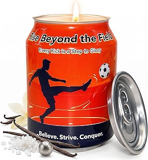 Soccer Gifts for Men – Sea Salt Vanilla Scented Soy Candle, 8.2 Oz Soccer Fan Gift for Boys, Soccer Room Decor, Unique Gifts for Soccer Lovers