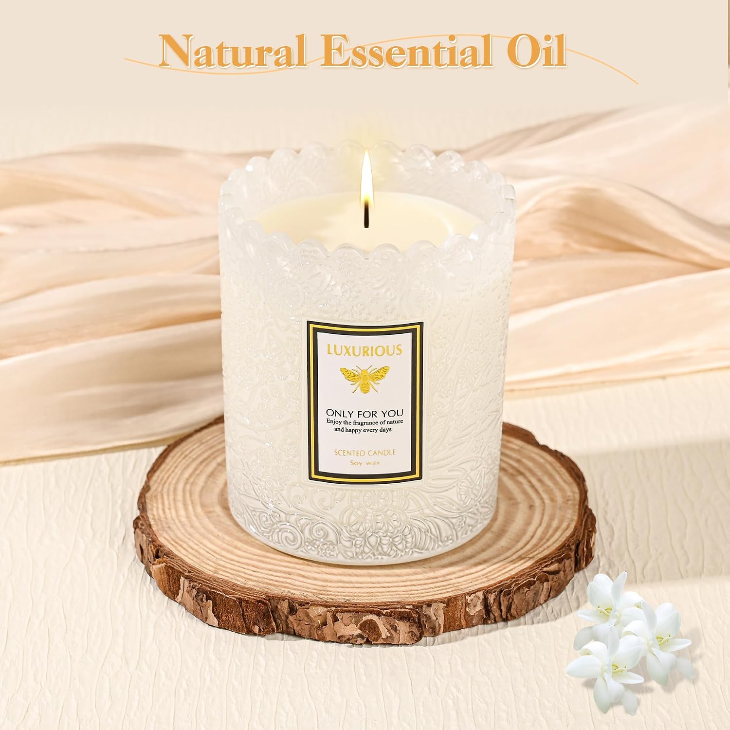 English Pear Freesia Scented Candle, Candles for Home Scented, Luxury Jar Candles for Women, Candles Gifts for Women, Natural Soy Wax Candle, 7 oz 40 Hours Burning Time