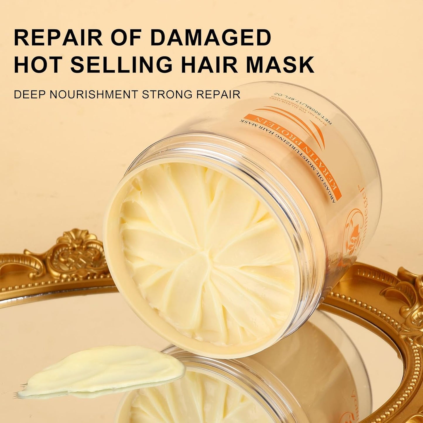 Hair Mask Argan Oil Set Deep Repair Conditioning Collagen Hair Treatment for Dry and Damaged Hair All Hair Types 16.9 fl oz + 2 fl oz