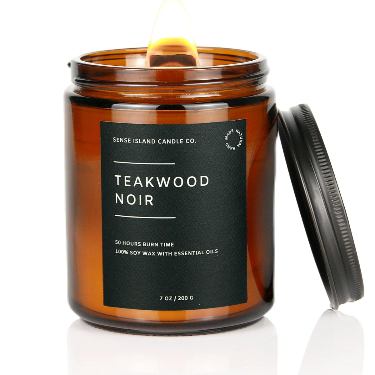 Teakwood Noir Mahogany Crackling Wood Wick Candle for Men
