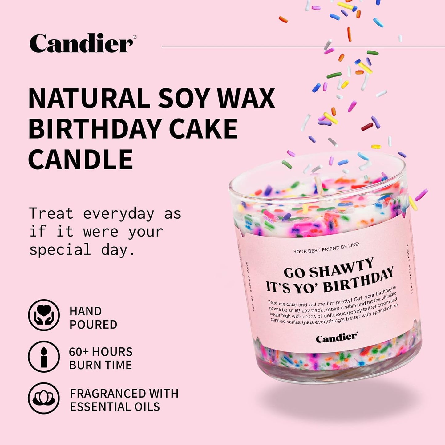 Birthday Cake Scented Candle, Natural Soy Candle with Birthday Cake & Buttercream Notes, Aromatherapy for Relaxation, Unique Candles Gifts for Women, 60-Hour Burn Time - Candier by Ryan Porter