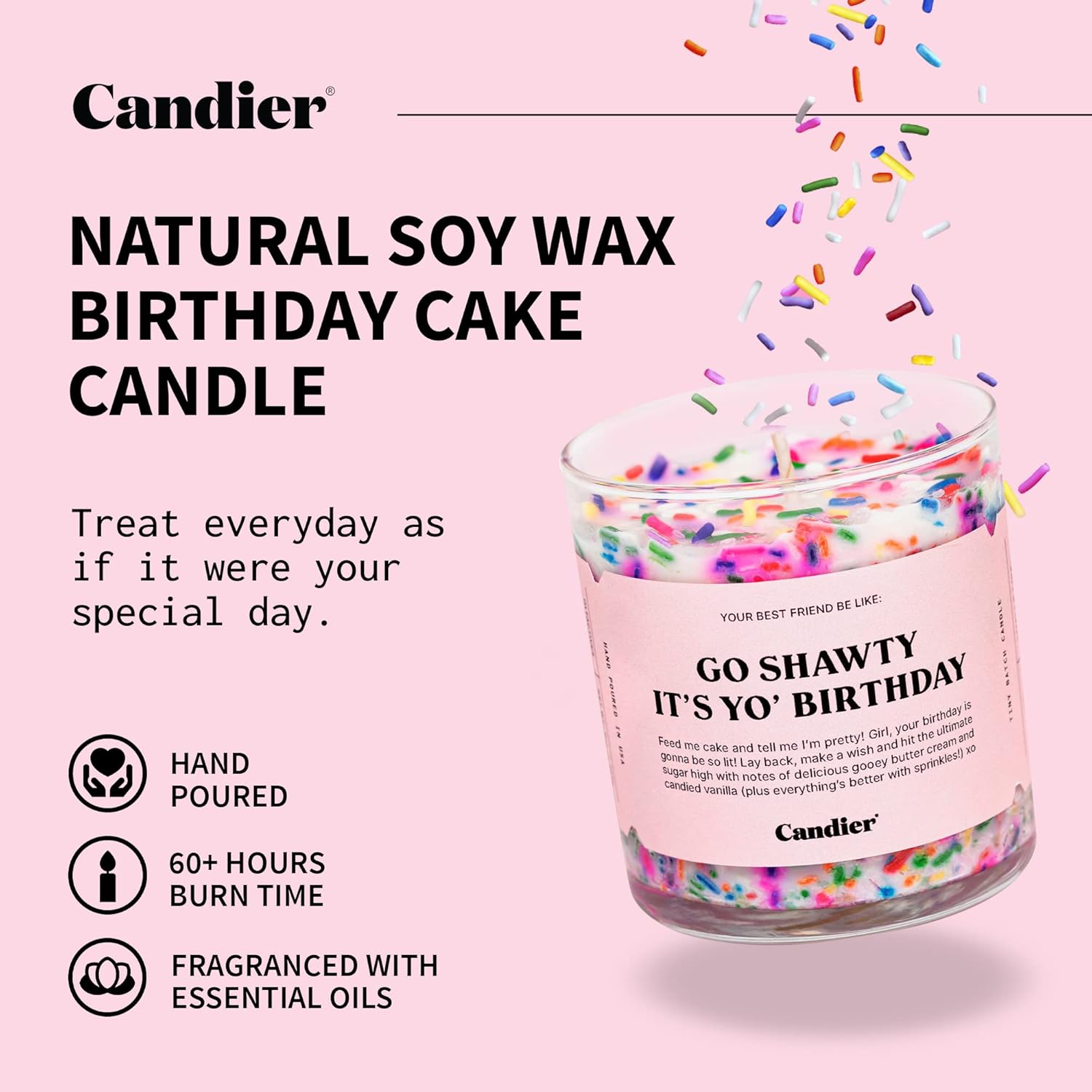 Birthday Cake Scented Candle, Natural Soy Candle with Birthday Cake & Buttercream Notes, Aromatherapy for Relaxation, Unique Candles Gifts for Women, 60-Hour Burn Time - Candier by Ryan Porter