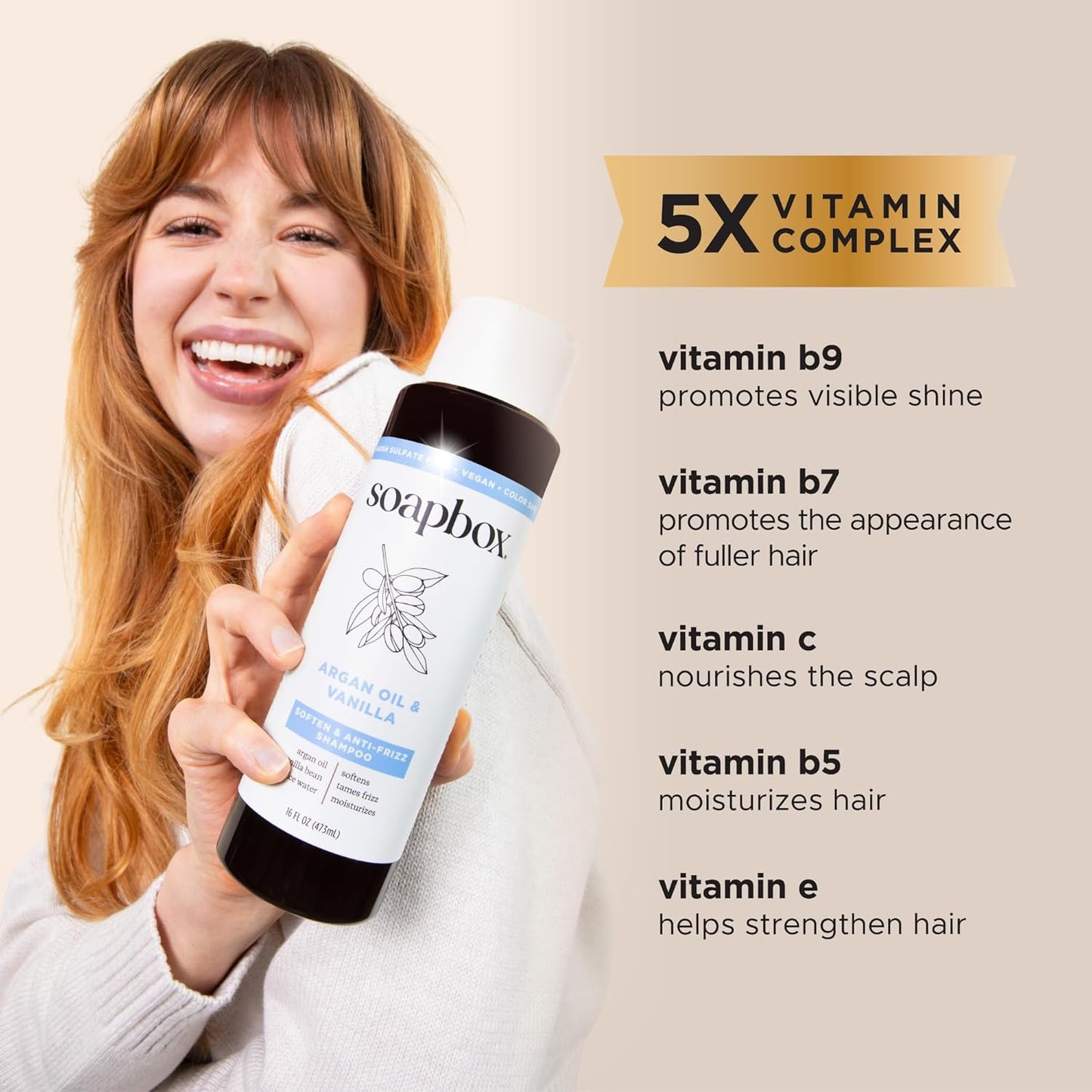 Soapbox Argan Oil & Vanilla Shampoo & Conditioner Set, Leaves Hair Smooth & Controls Frizz - Clean Ingredients Free of Harsh Chemicals, Sulfates, Parabens & Silicones - 1 Liter Each